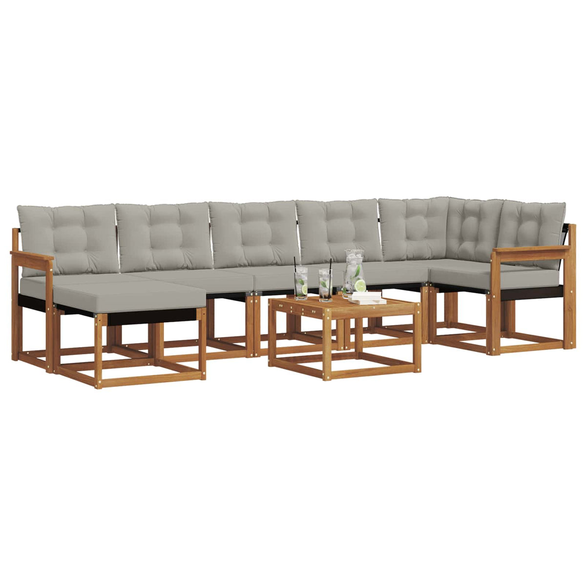 Set vanjskih sofa 8 kom. Prirodna i svijetlo siva