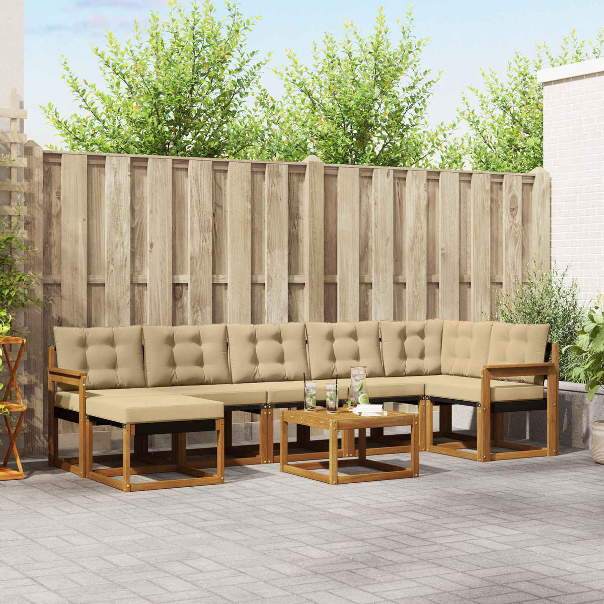 Set vanjskih sofa 8 kom. Prirodna i bež