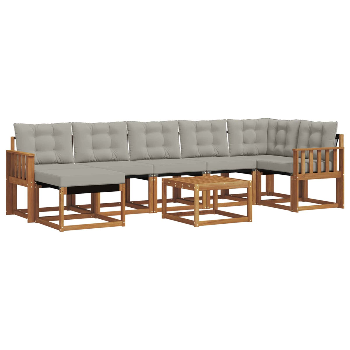 Set vanjskih sofa 8 kom. Prirodna i svijetlo siva