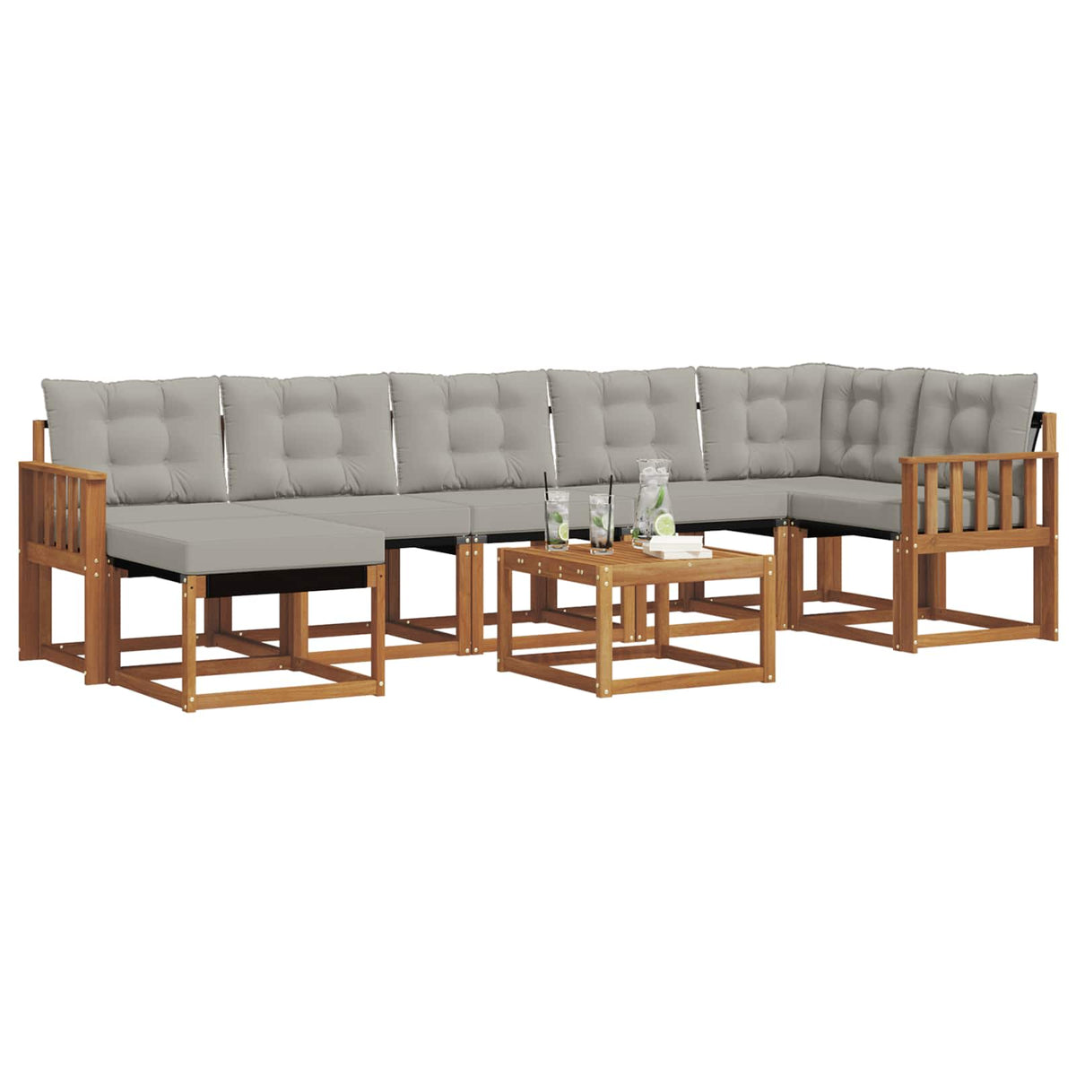Set vanjskih sofa 8 kom. Prirodna i svijetlo siva