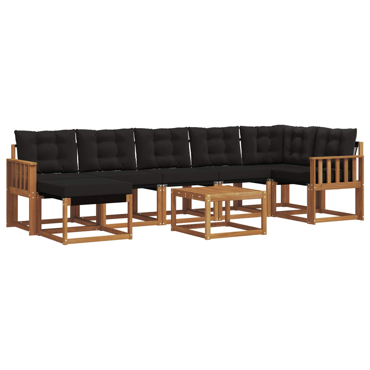 Set vanjskih sofa 8 kom. Prirodna i crna