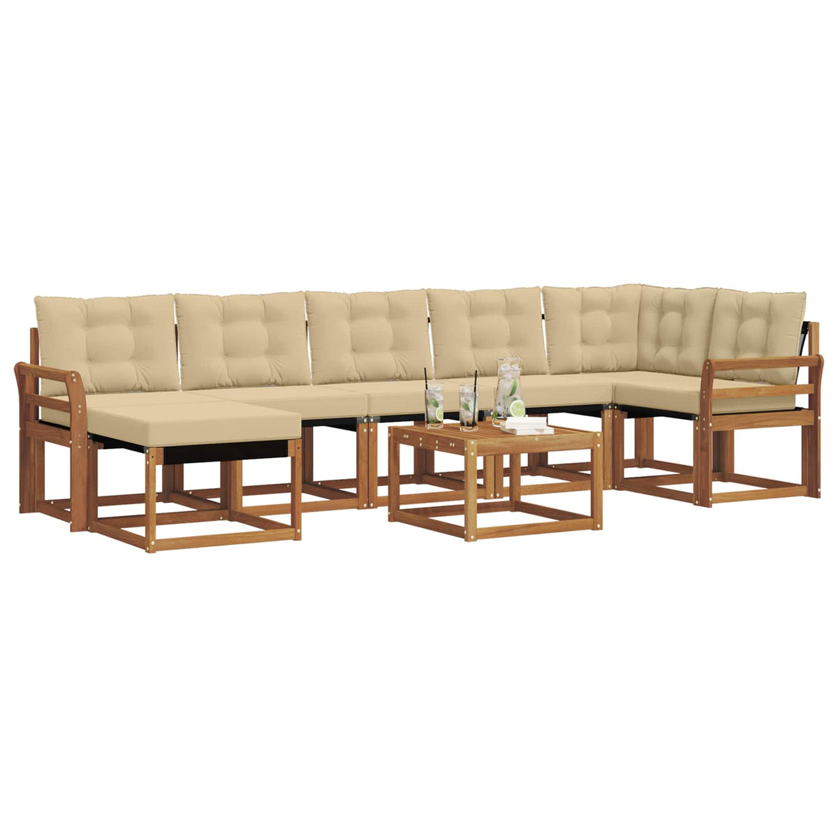 Set vanjskih sofa 8 kom. Prirodna i bež