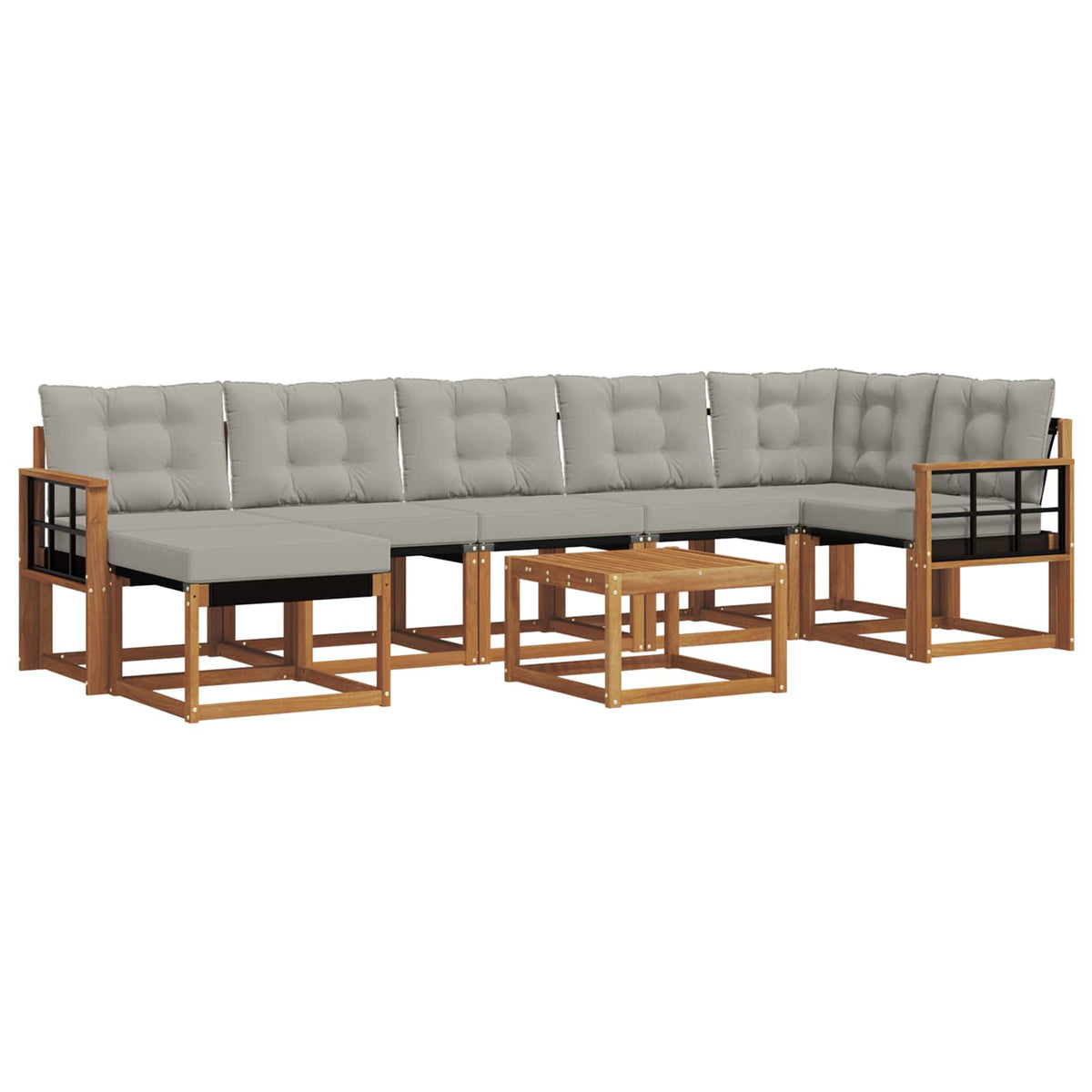 Set vanjskih sofa 8 kom. Prirodna i svijetlo siva
