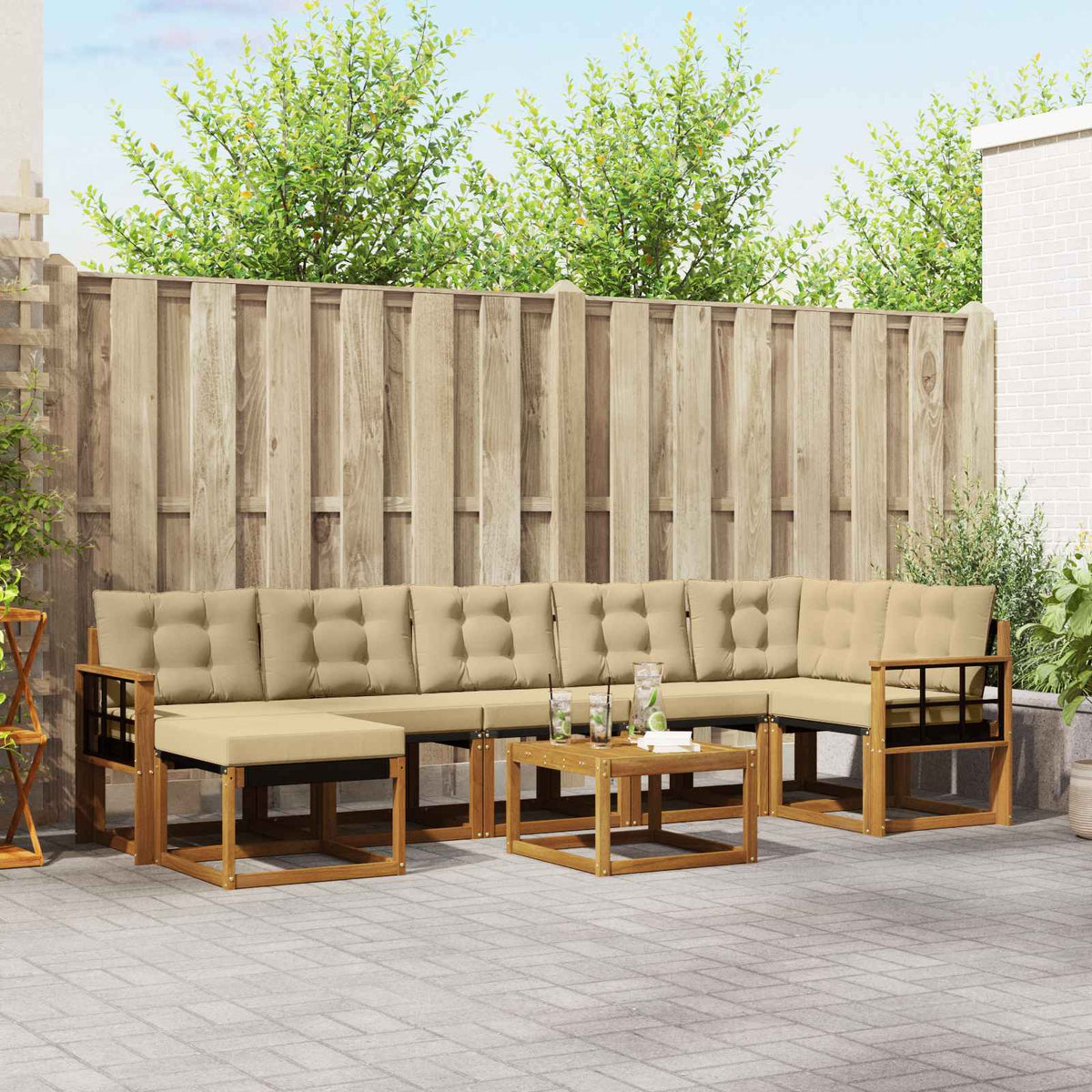 Set vanjskih sofa 8 kom. Prirodna i bež
