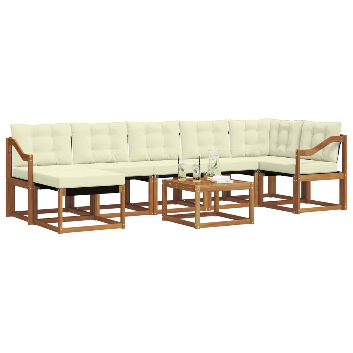 Set vanjskih sofa 8 kom. Prirodna i krem