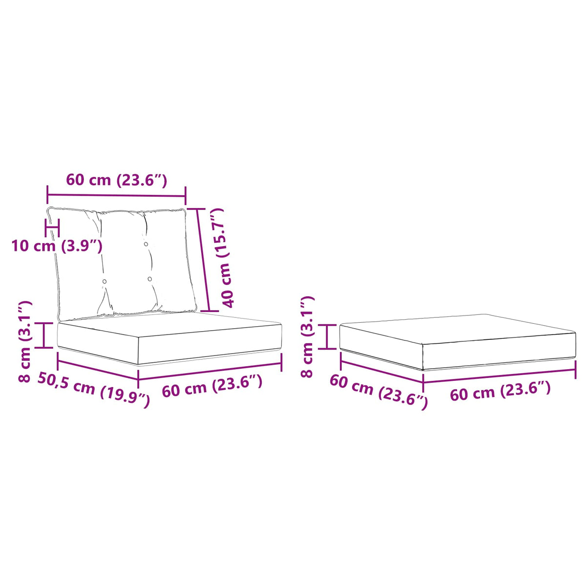 Set vanjskih sofa 6 kom. Prirodna i krem Smeđa 253 x 122,5 x 73 cm