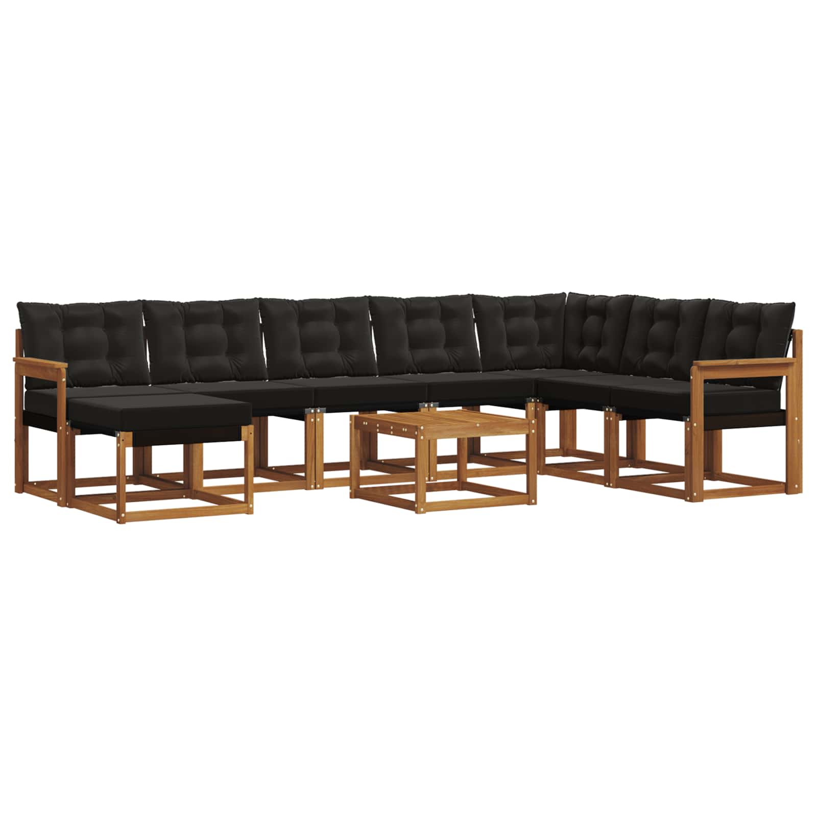 Set vanjskih sofa s jastukom 9 pcs Prirodna i crna