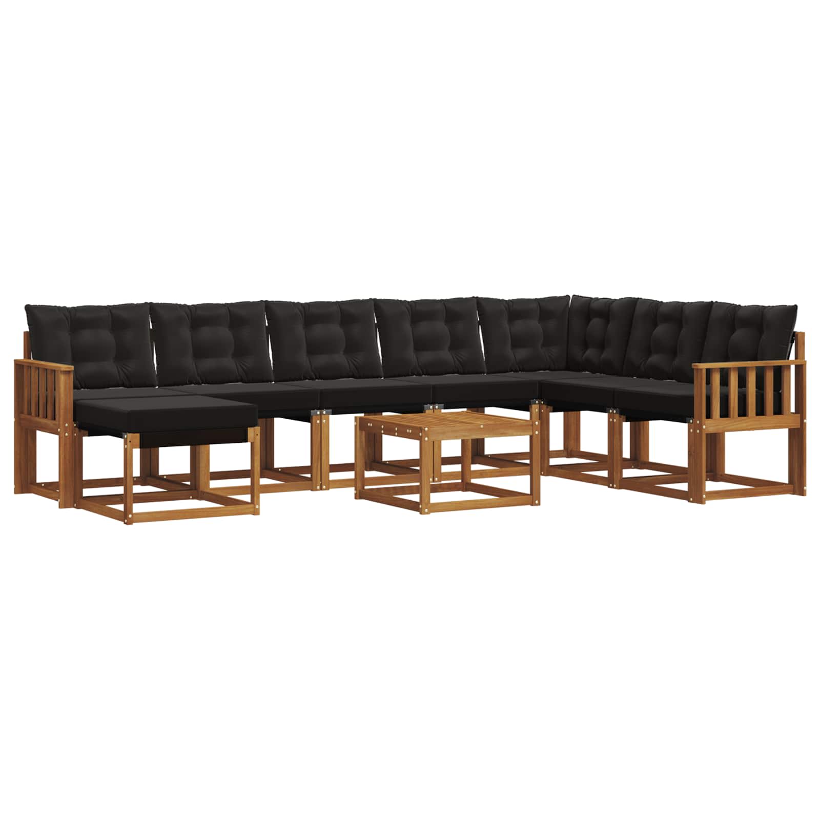 Set vanjskih sofa s jastukom 9 pcs Prirodna i crna