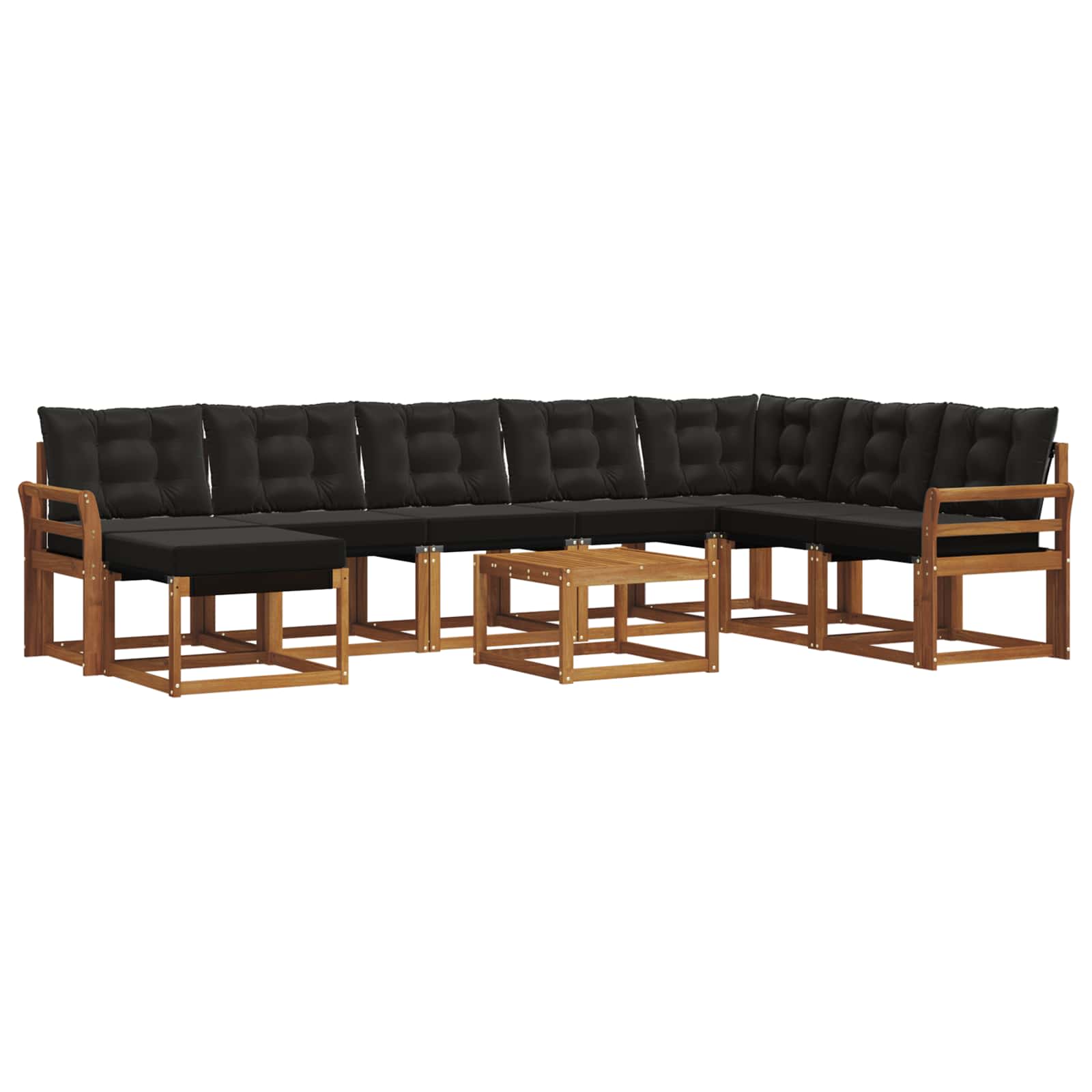 Set vanjskih sofa s jastukom 9 pcs Prirodna i crna