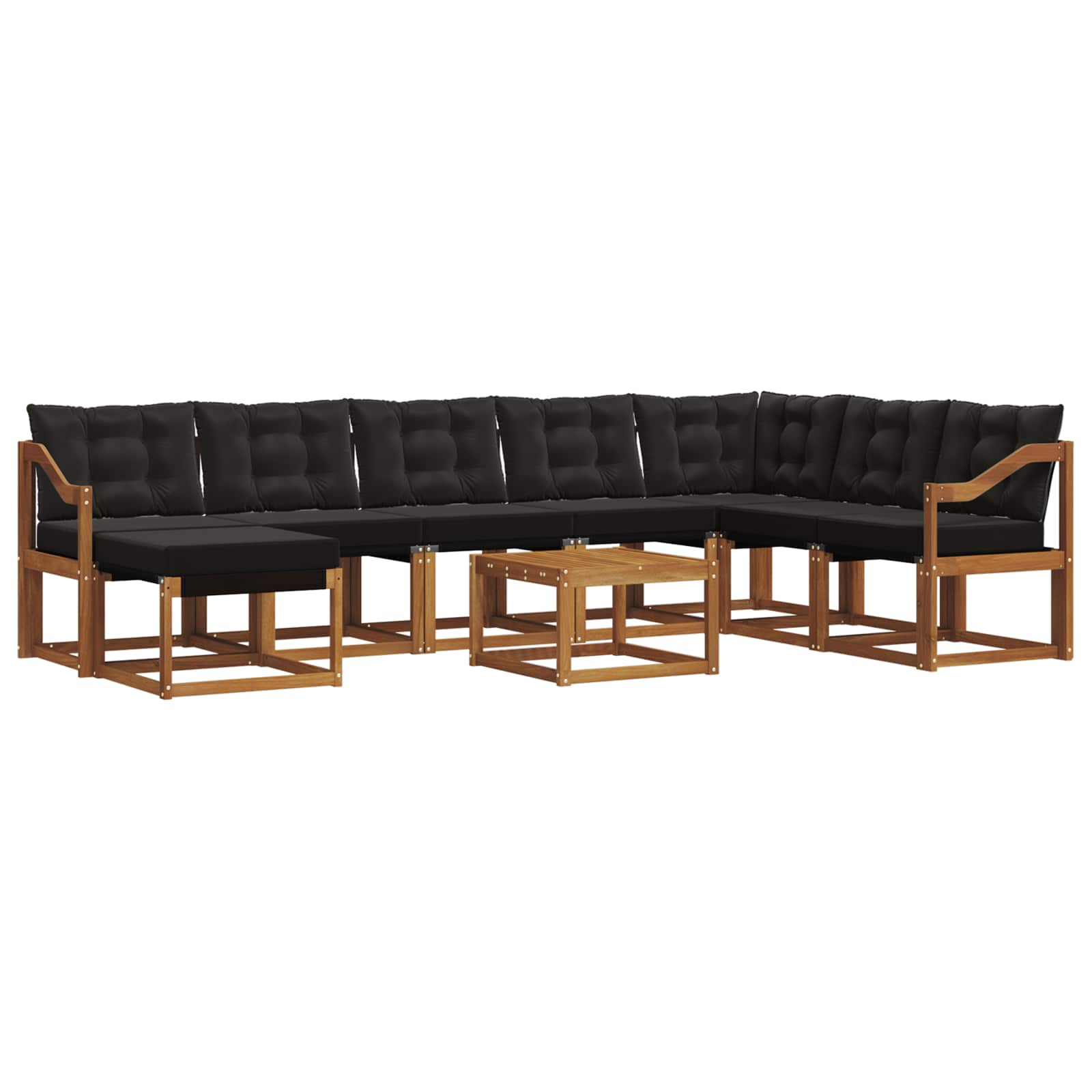 Set vanjskih sofa s jastukom 9 pcs Prirodna i crna