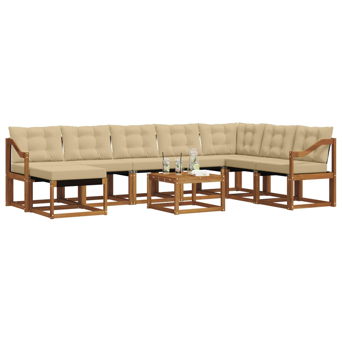 Set vanjskih sofa 9 kom. Prirodna i bež