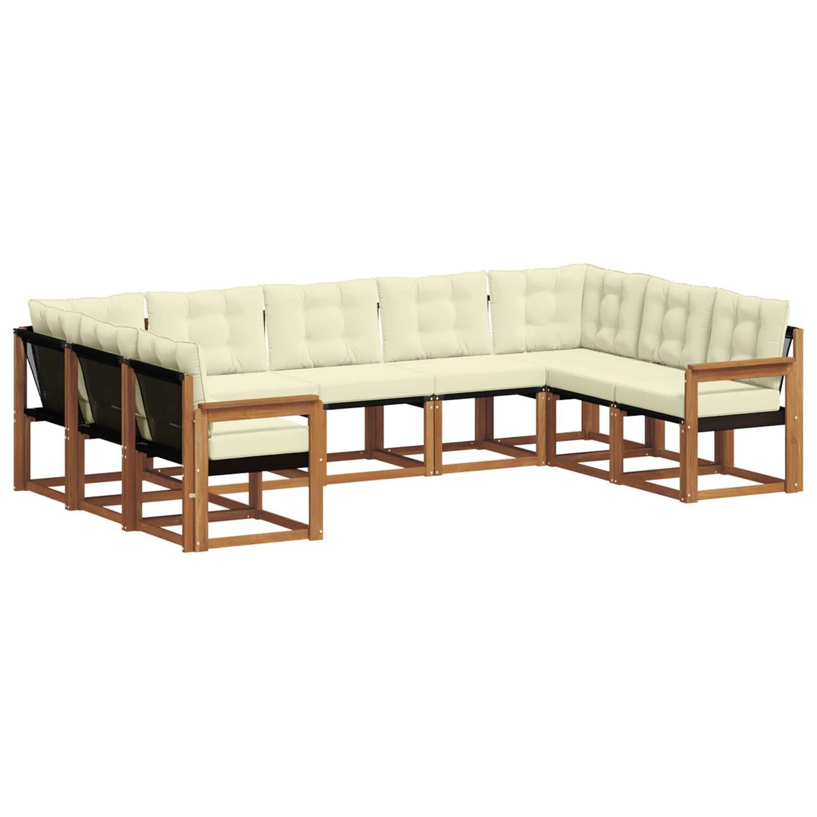 Set vanjskih sofa 9 pcs Prirodna i krem Čvrsto drvo akacije