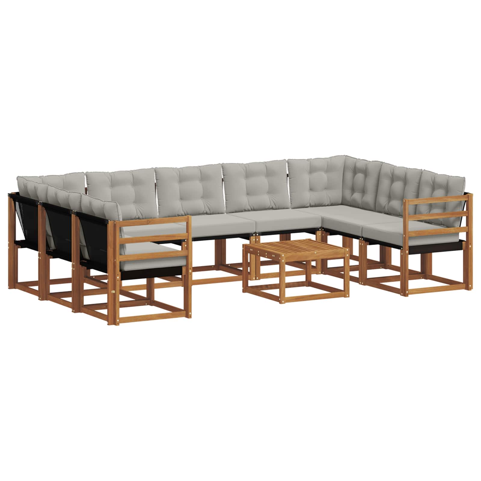 Set vanjskih sofa s jastukom 10 pcs Prirodna i svijetlo siva