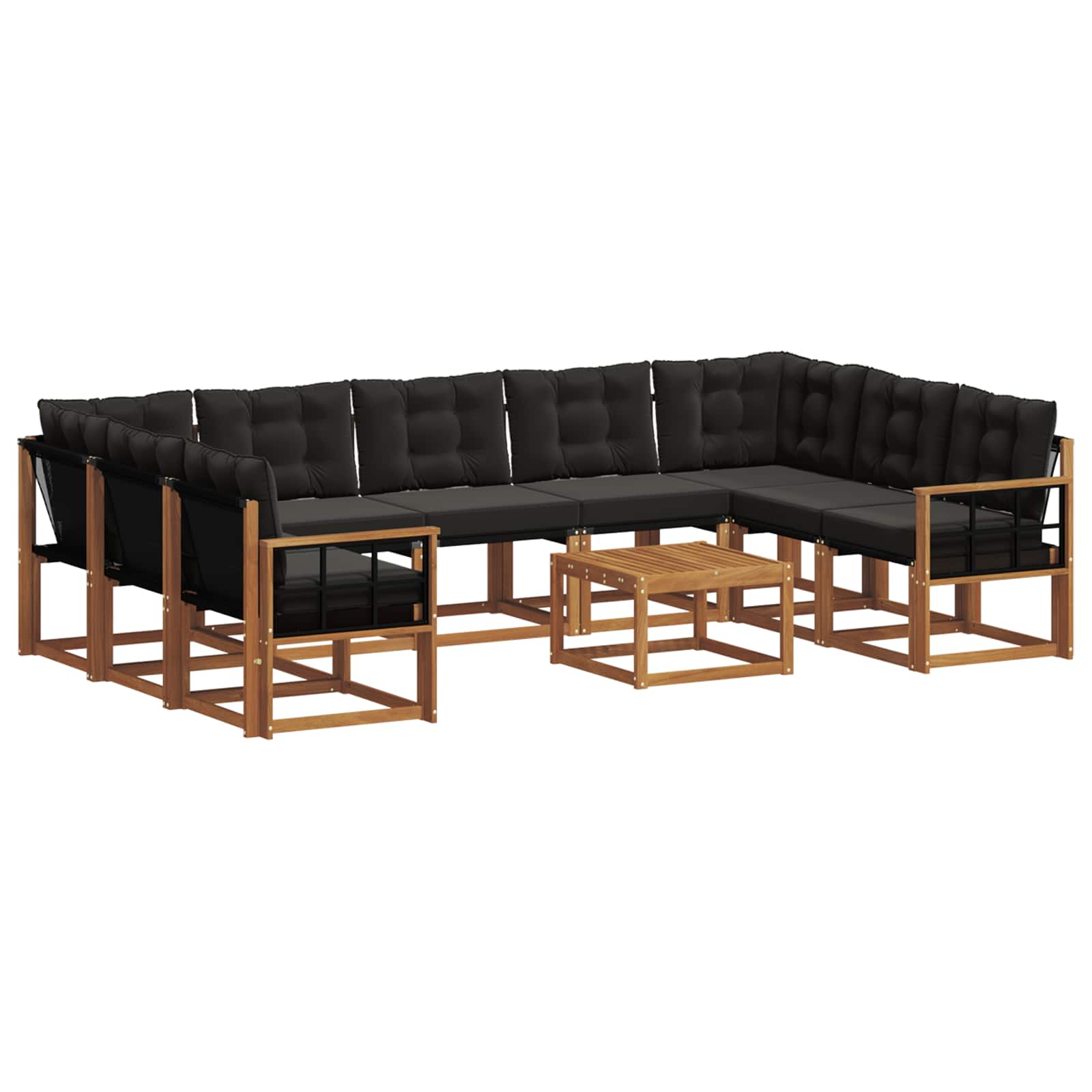 Set vanjskih sofa s jastukom 10 pcs Prirodna i crna