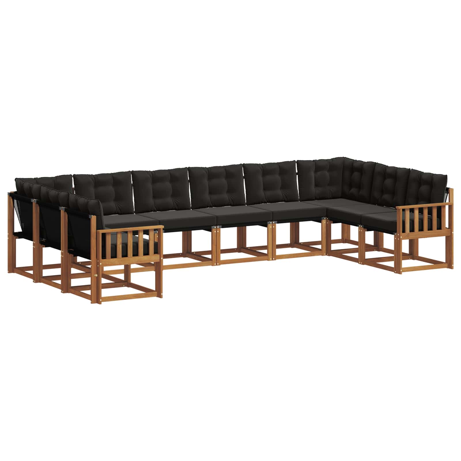 Set vanjskih sofa s jastukom 10 pcs Prirodna i crna