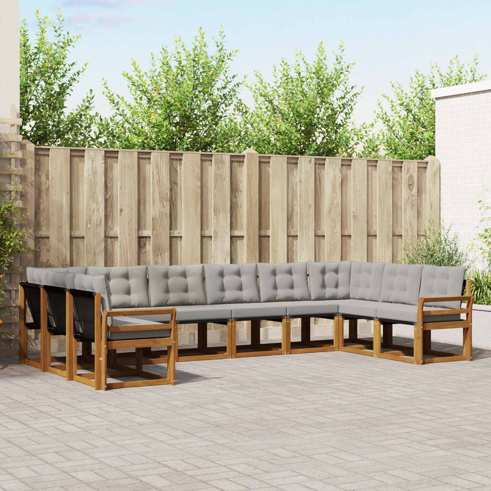 Set vanjskih sofa s jastukom 10 pcs Prirodna i svijetlo siva