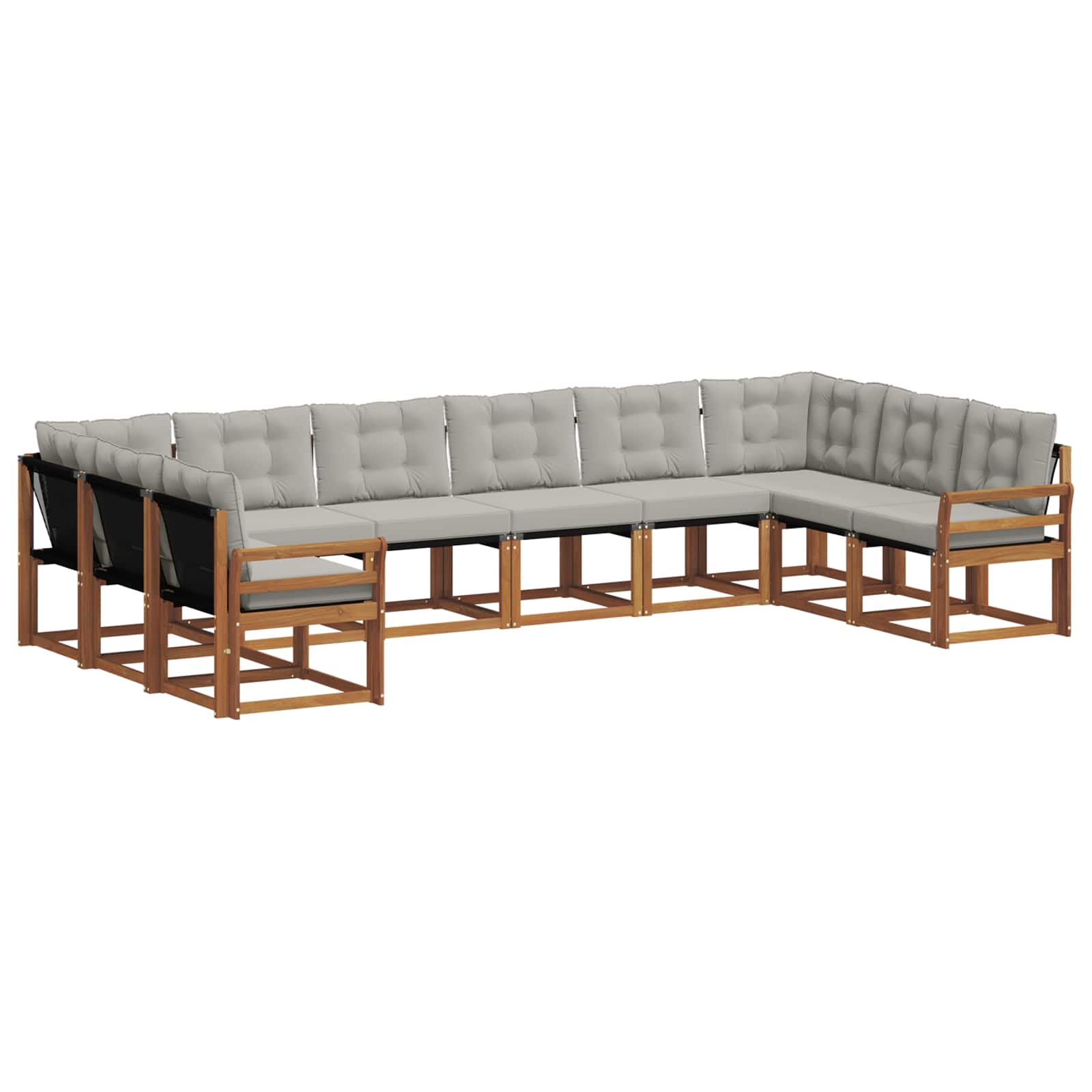 Set vanjskih sofa s jastukom 10 pcs Prirodna i svijetlo siva