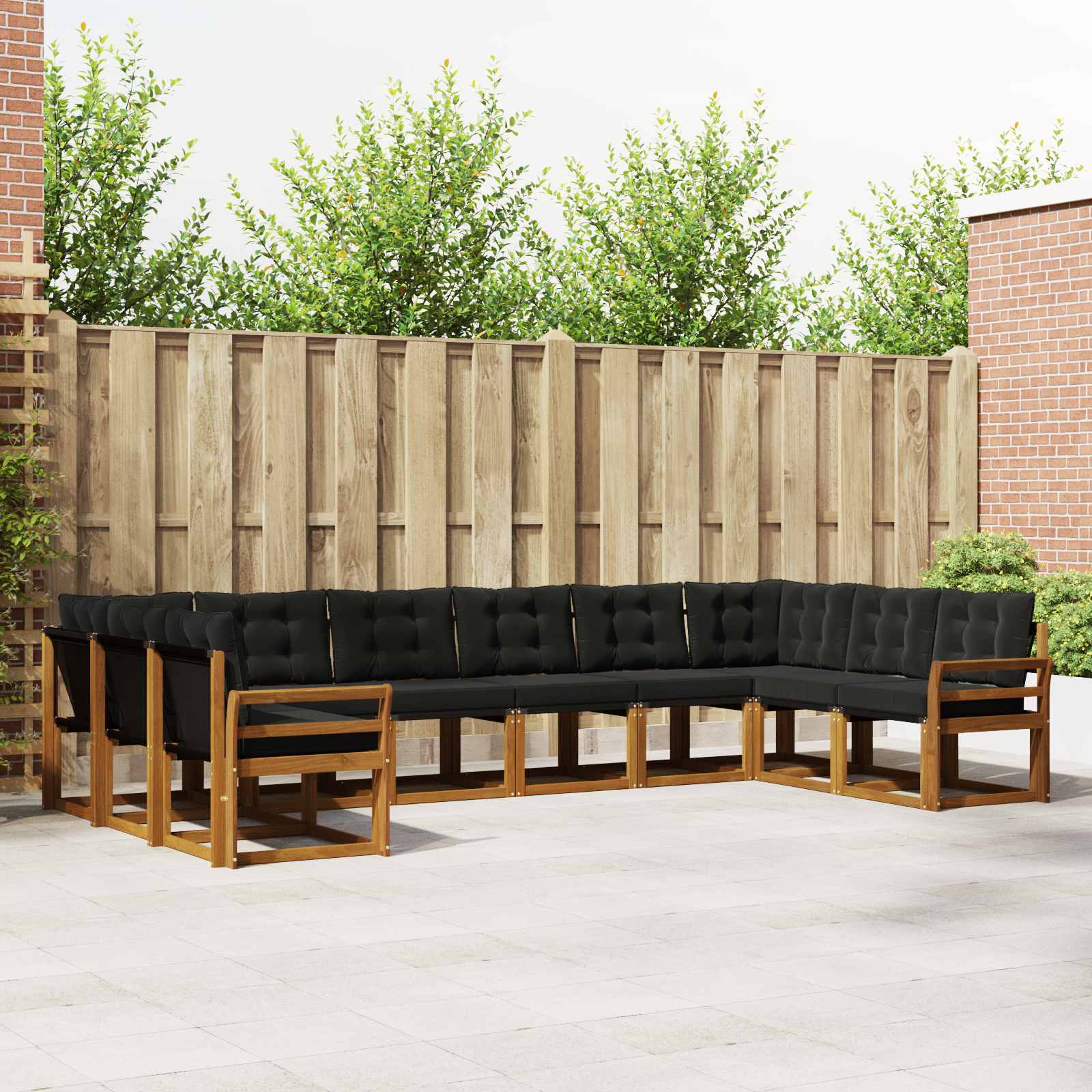 Set vanjskih sofa s jastukom 10 pcs Prirodna i crna
