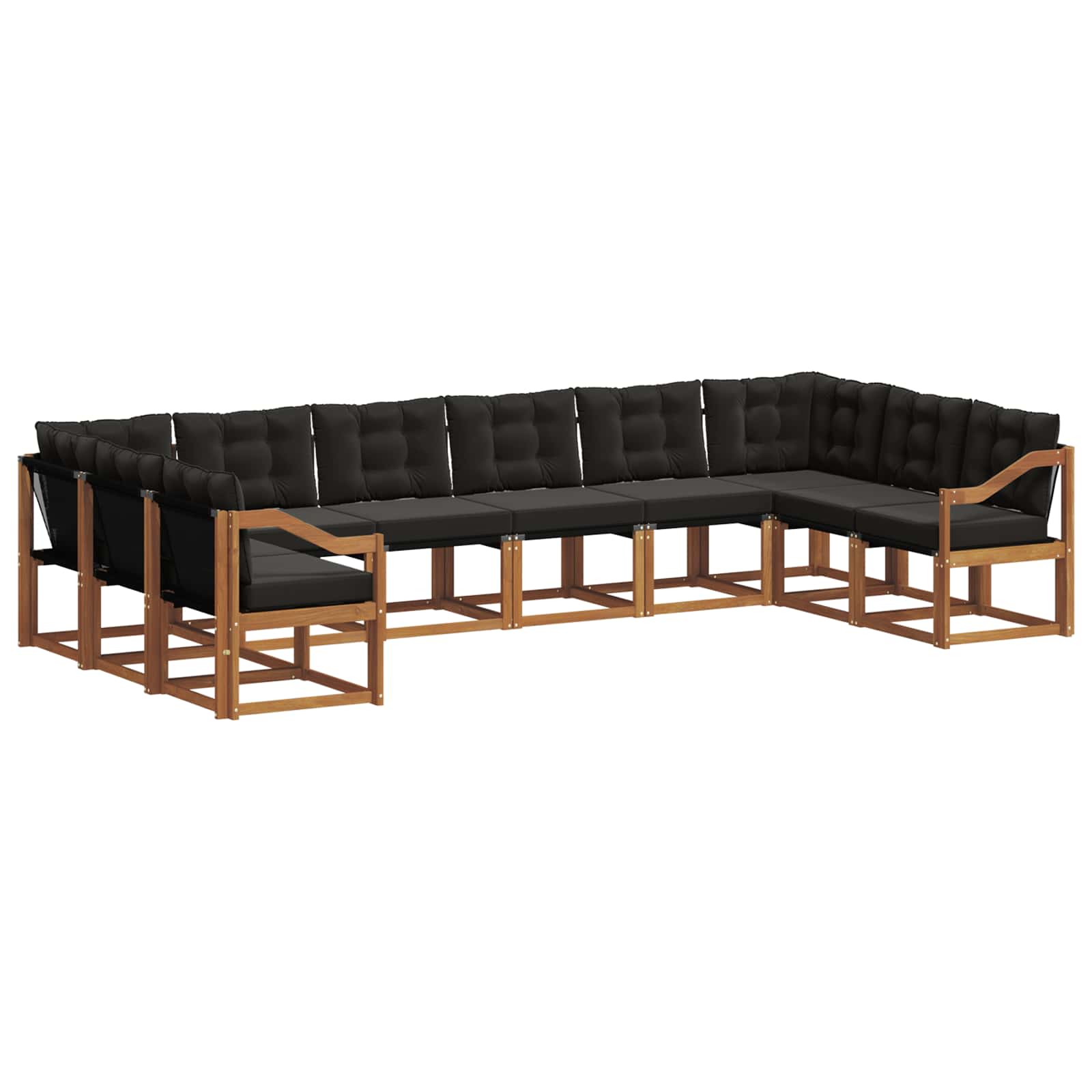 Set vanjskih sofa s jastukom 10 pcs Prirodna i crna