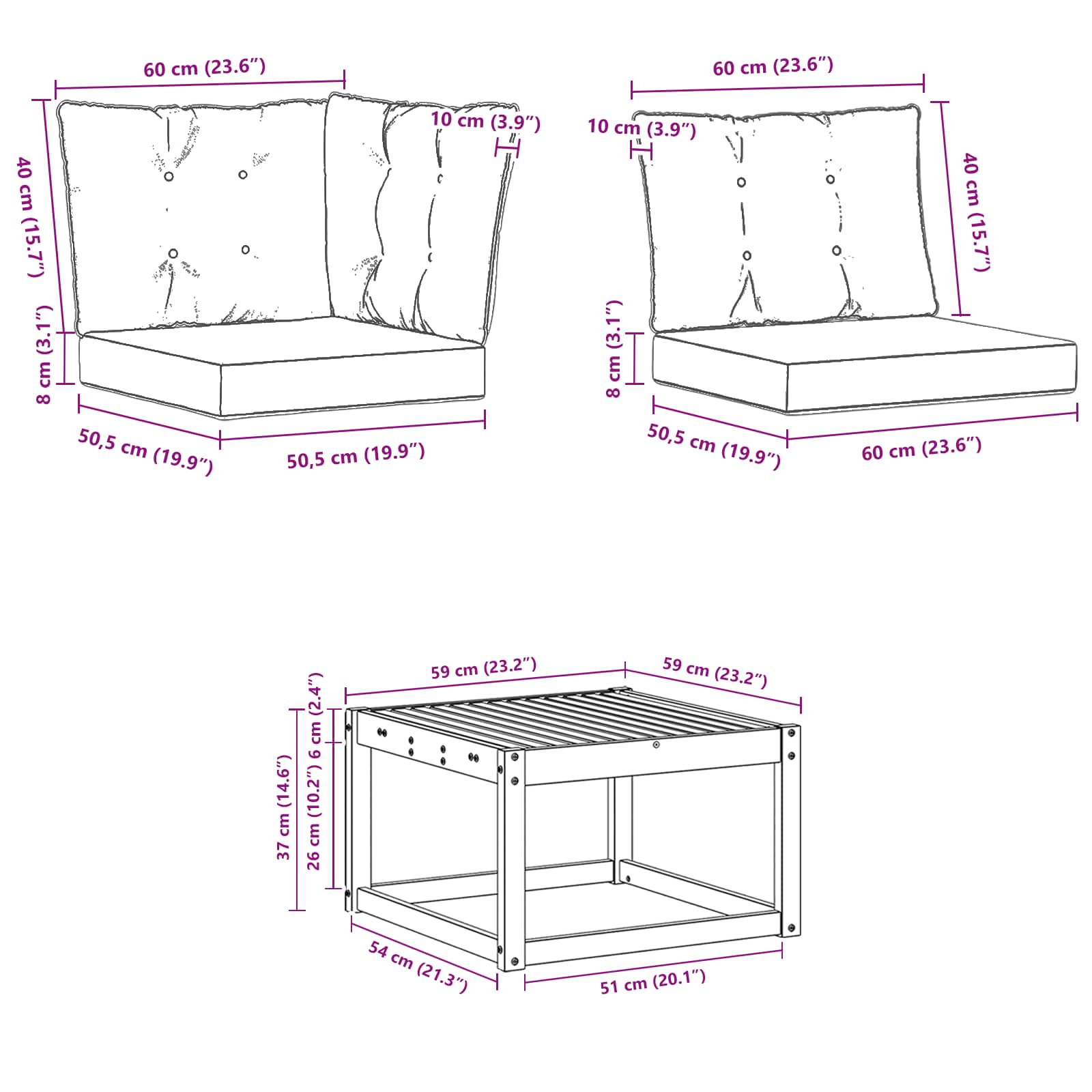 Set vanjskih sofa s jastukom 11 pcs Prirodna i bež