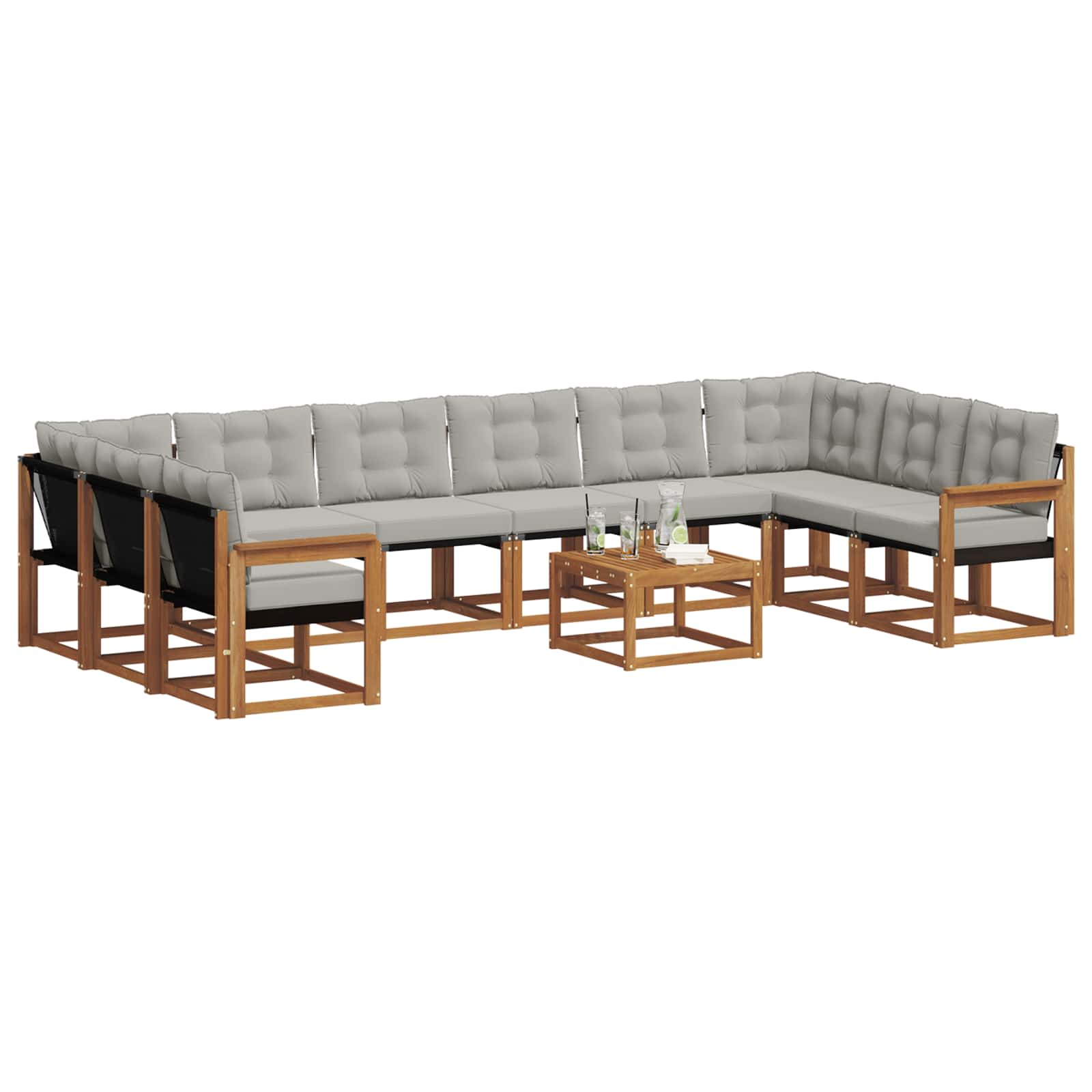 Set vanjskih sofa s jastukom 11 pcs Prirodna i svijetlo siva