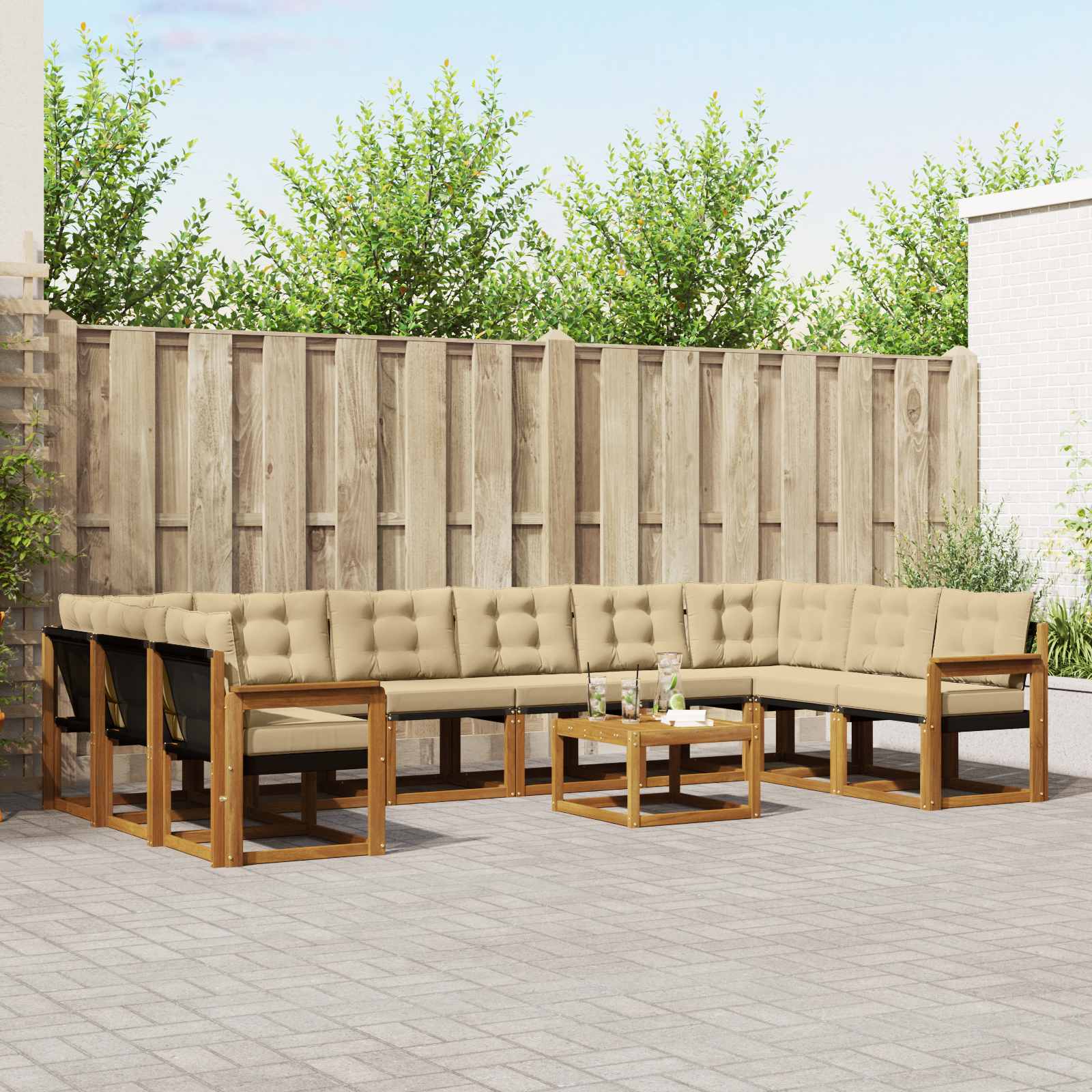 Set vanjskih sofa s jastukom 11 pcs Prirodna i bež