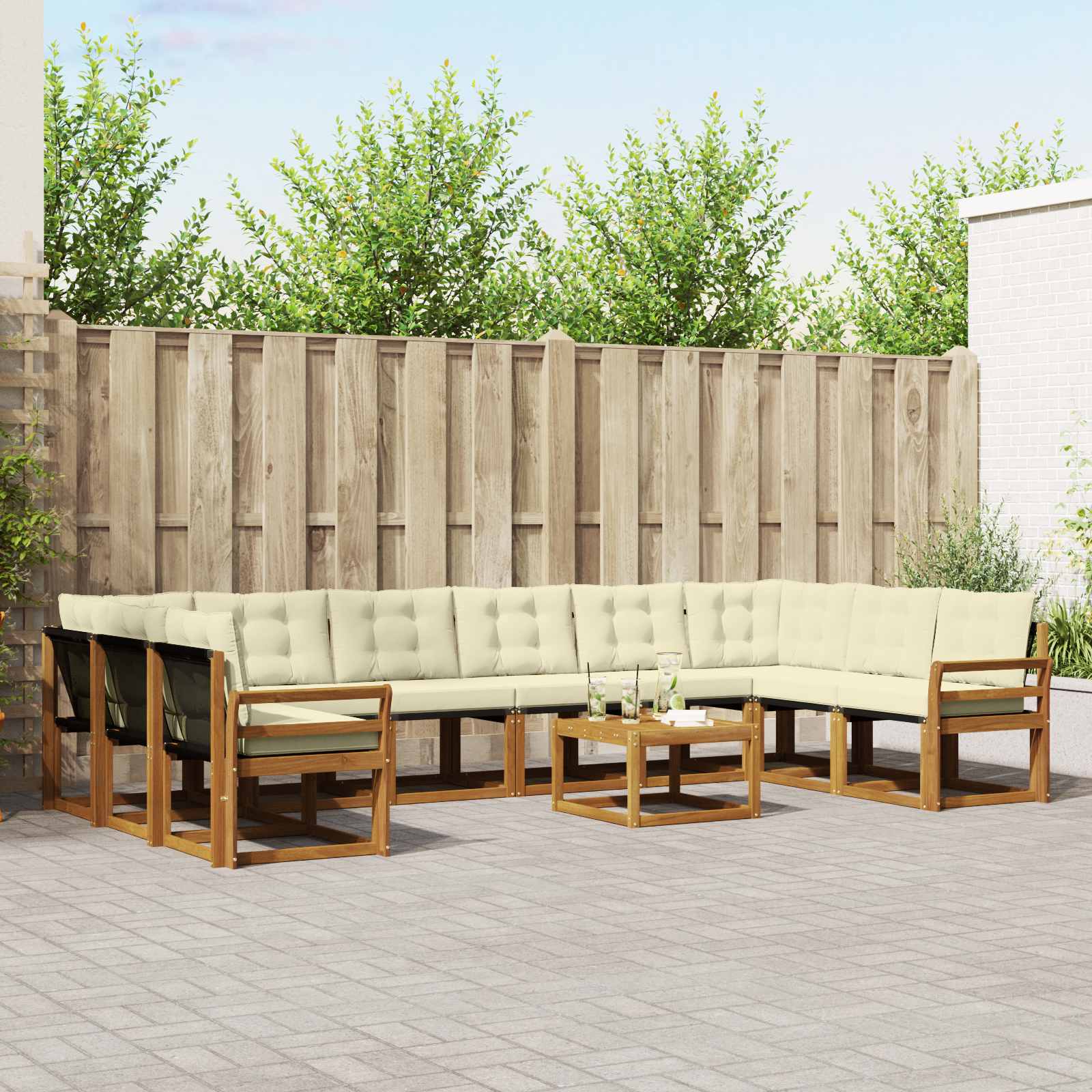 Set vanjskih sofa s jastukom 11 pcs Prirodna i krem