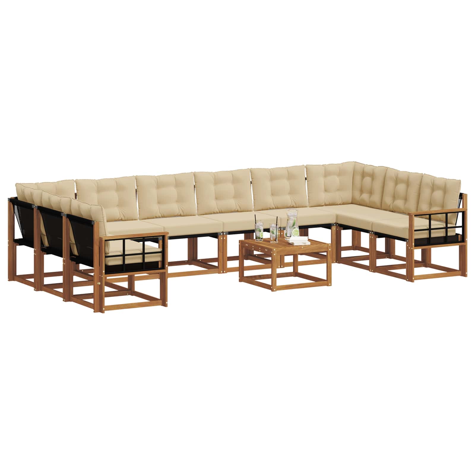 Set vanjskih sofa s jastukom 11 pcs Prirodna i bež