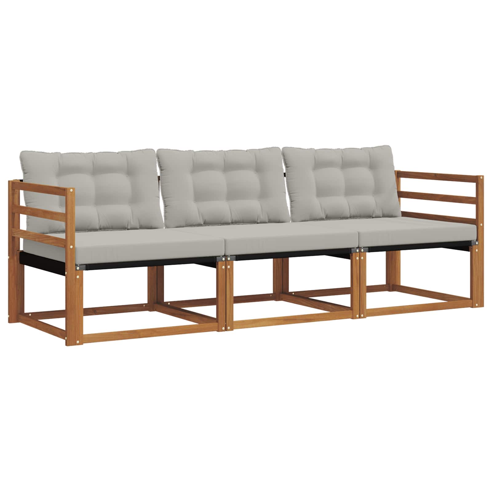 Set vanjskih sofa s jastukom 3 pcs Prirodna i svijetlo siva