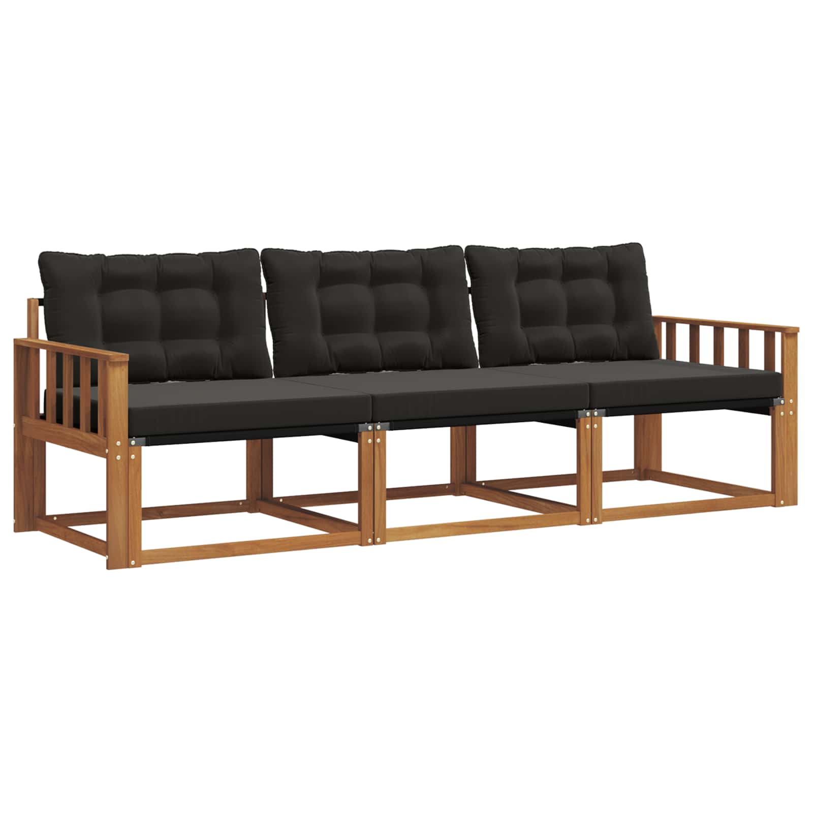 Set vanjskih sofa s jastukom 3 pcs Prirodna i crna