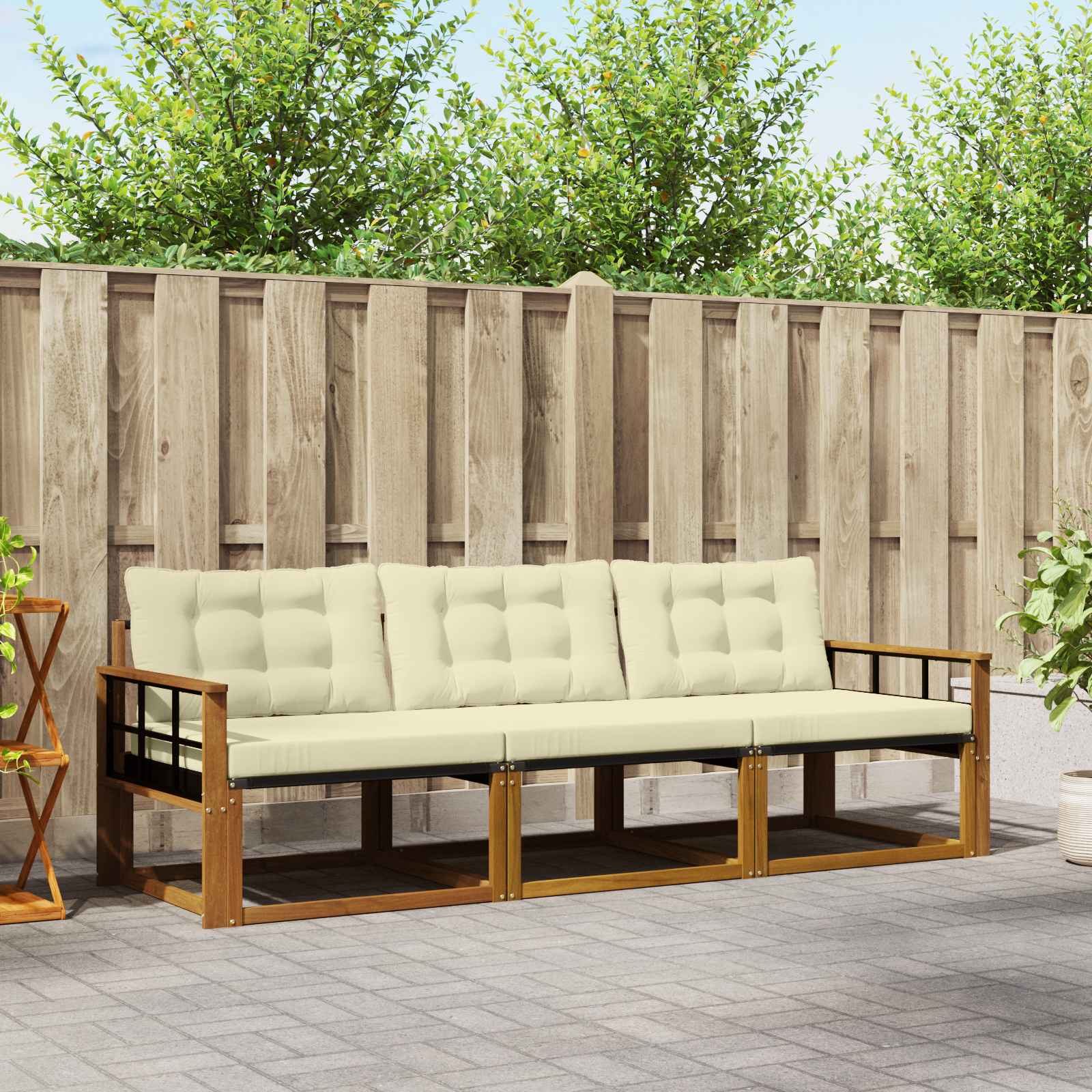 Set vanjskih sofa s jastukom 3 pcs Prirodna i krem