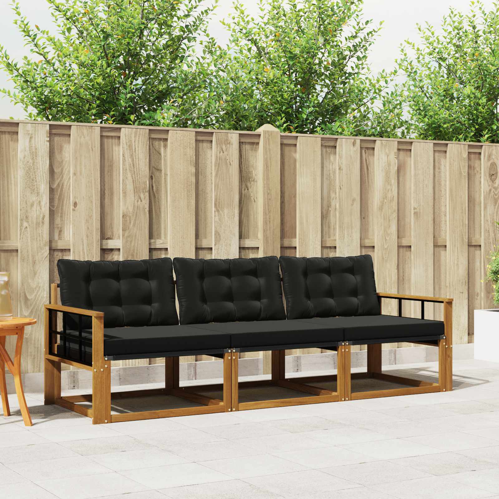 Set vanjskih sofa s jastukom 3 pcs Prirodna i crna