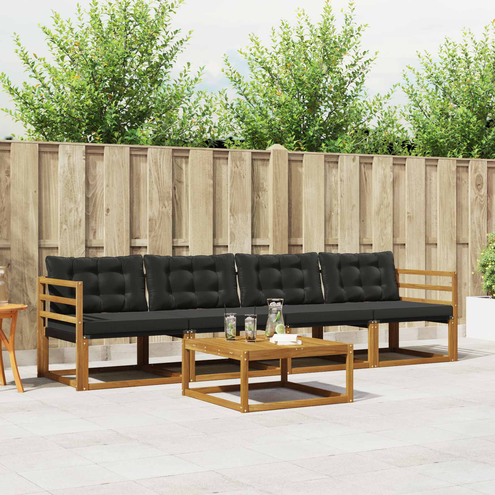 Set vanjskih sofa s jastukom 5 pcs Prirodna i crna