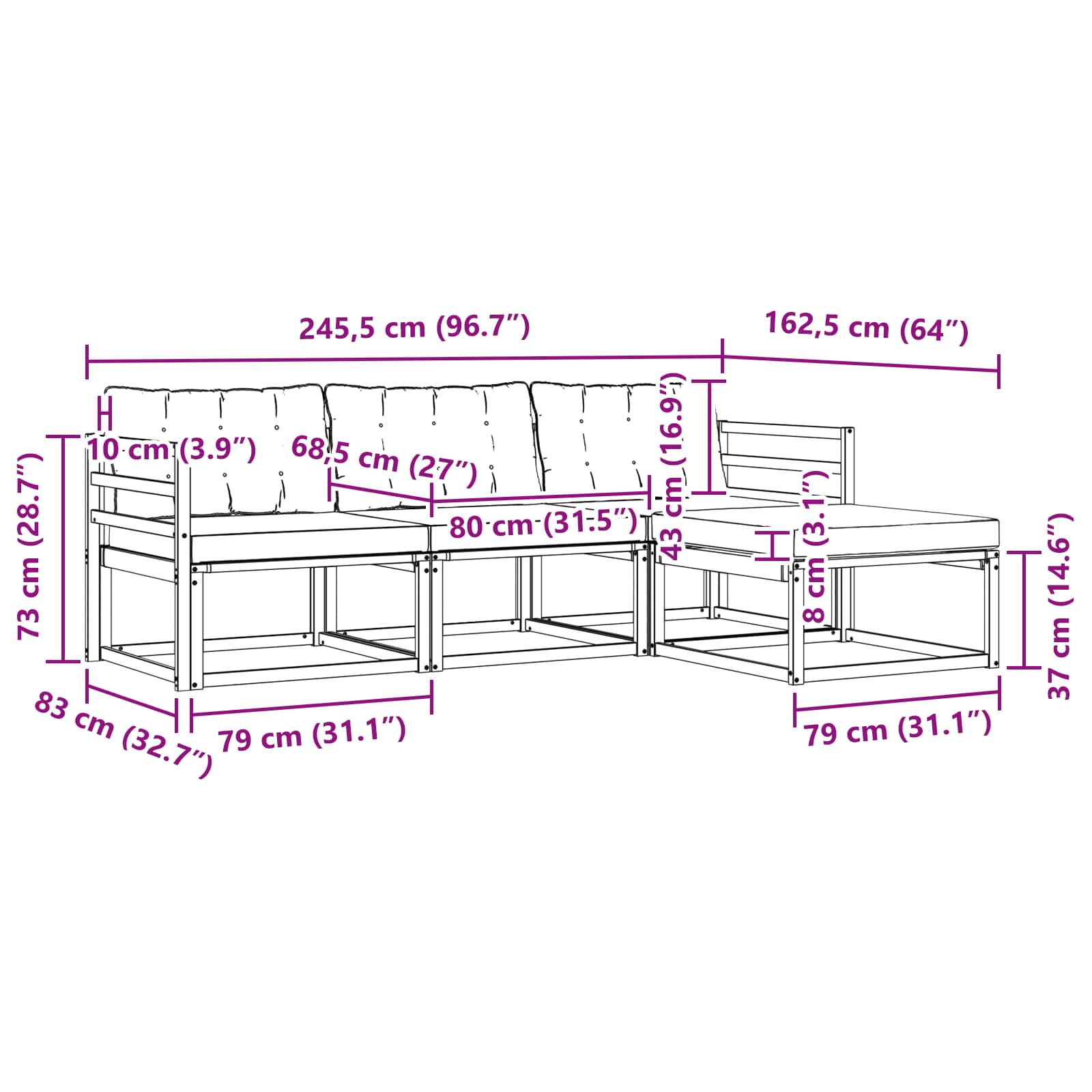 Set vanjskih sofa 4 kom. Prirodna i svjetlosiva
