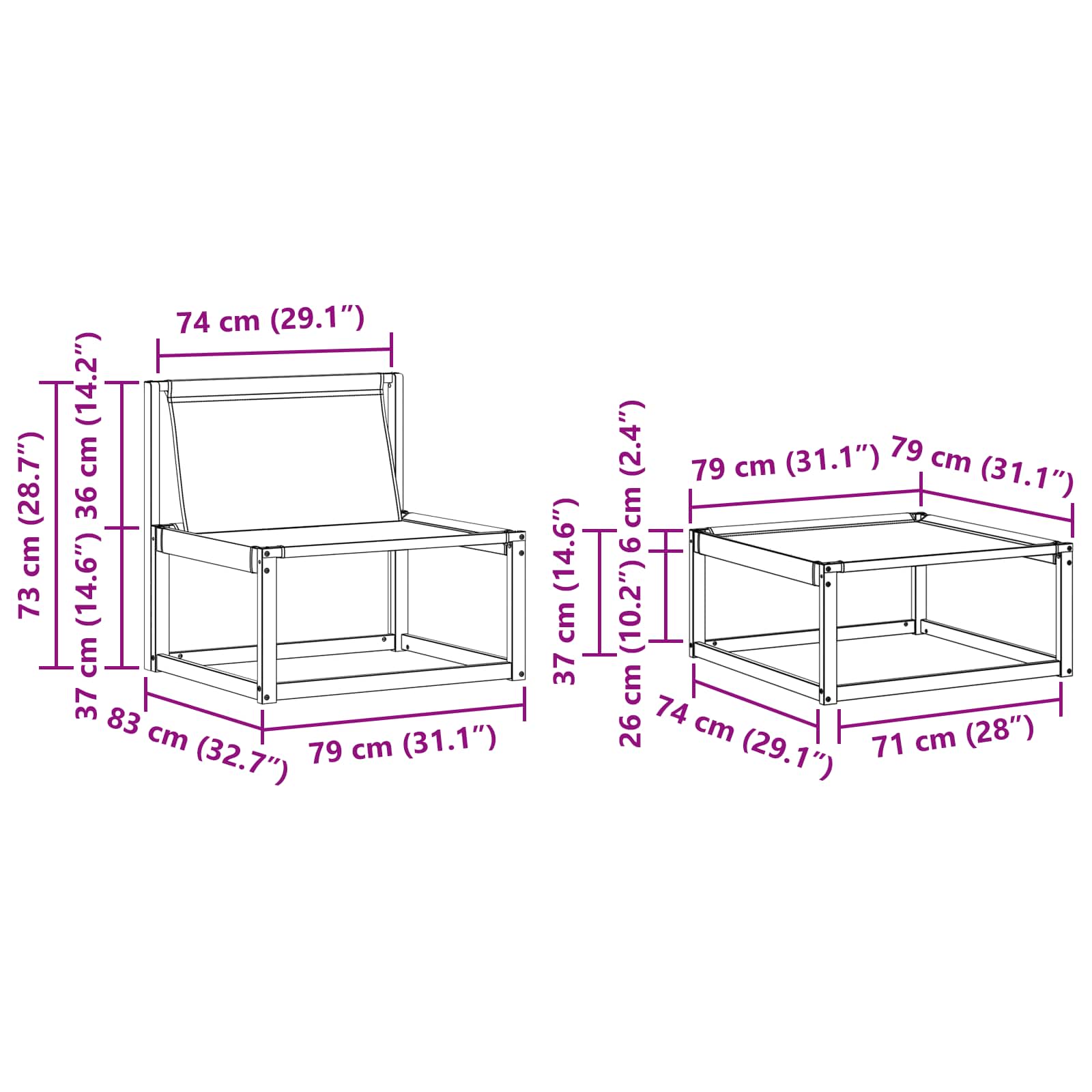 Set vanjskih sofa 4 kom. Prirodna i svjetlosiva