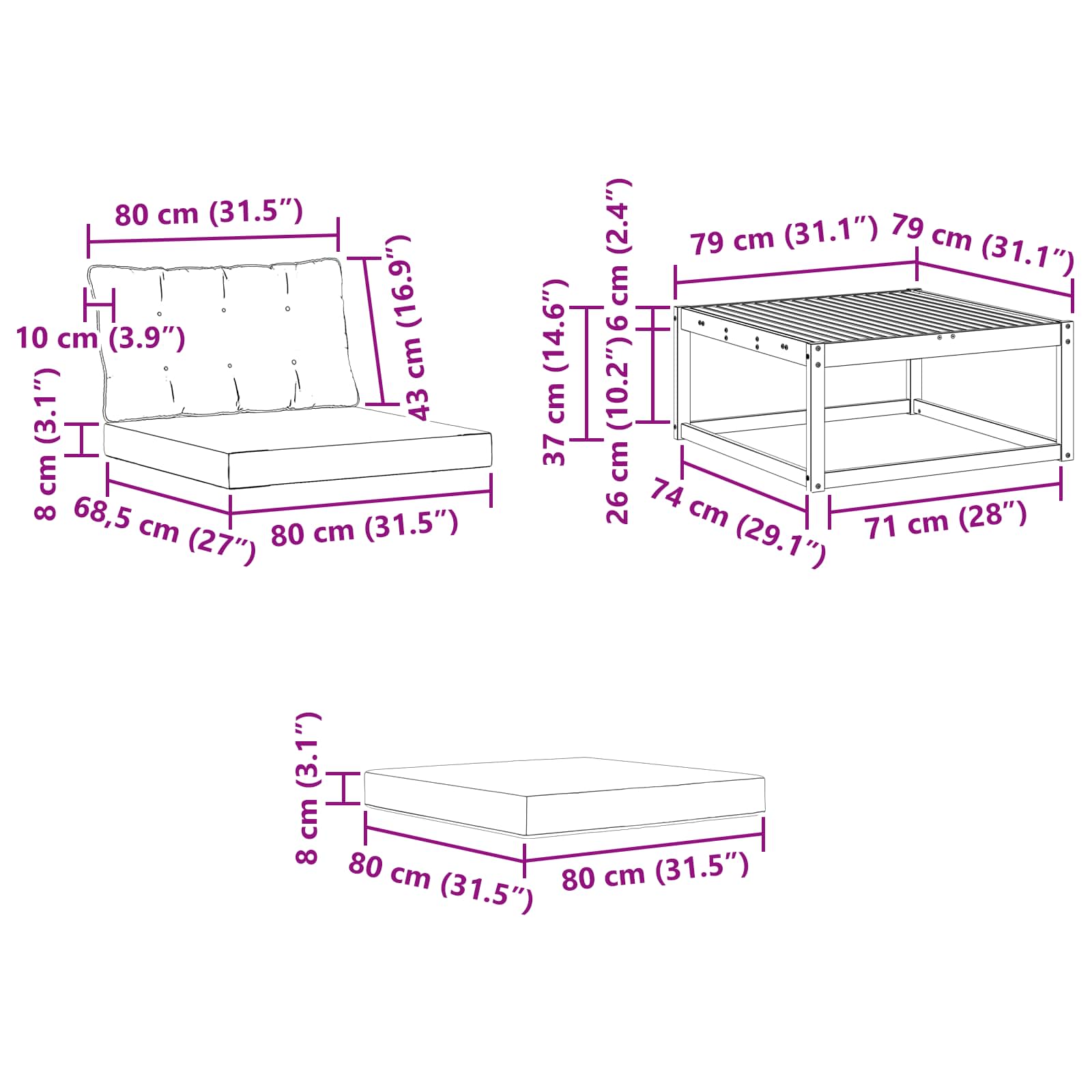 Set vanjskih sofa 4 kom. Prirodna i svjetlosiva