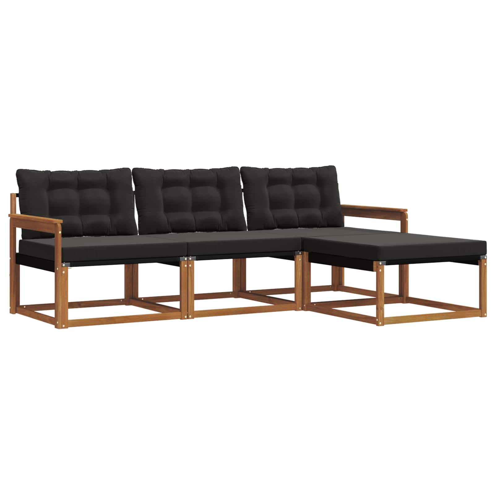 Set vanjskih sofa s jastukom 4 pcs Prirodna i crna
