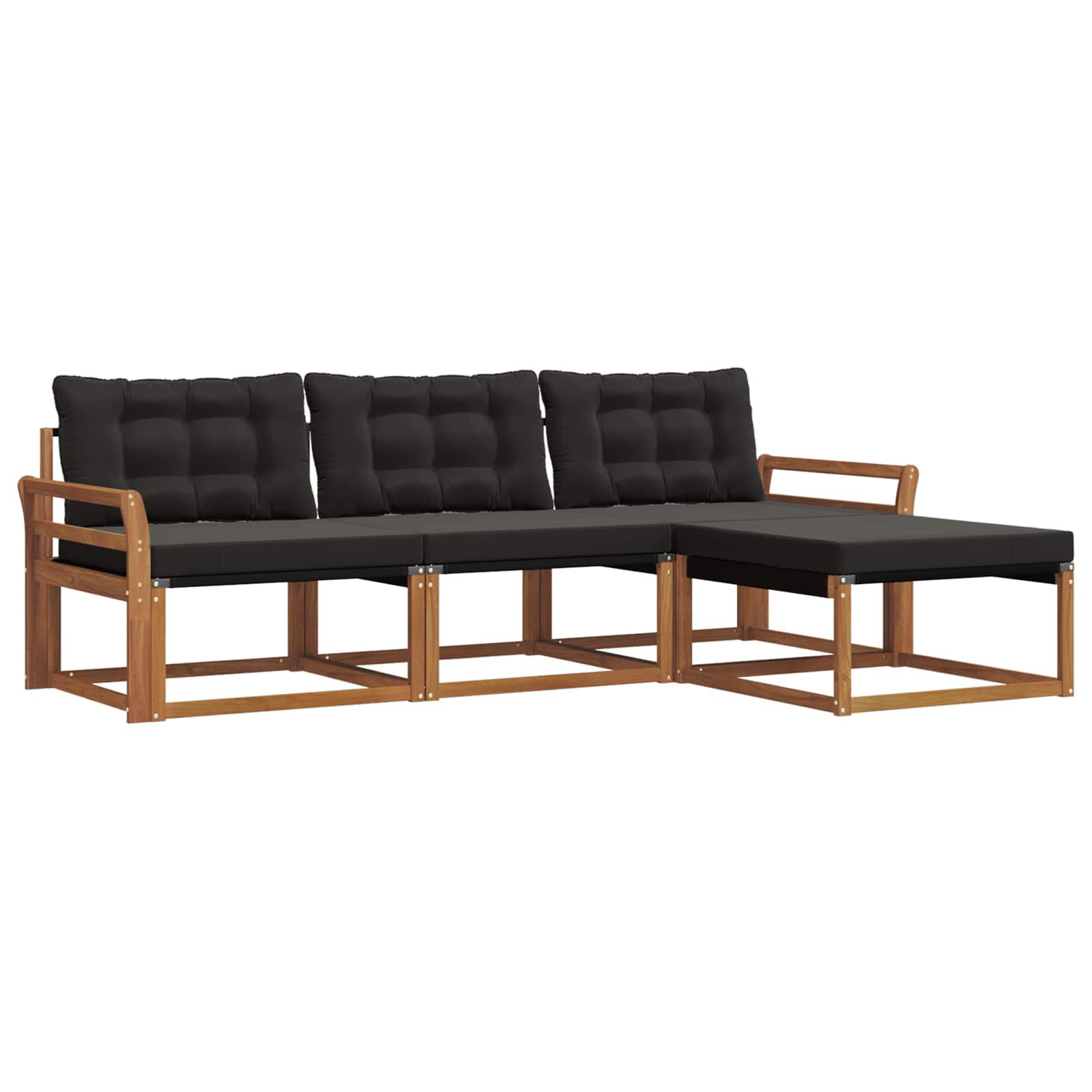 Set vanjskih sofa s jastukom 4 pcs Prirodna i crna
