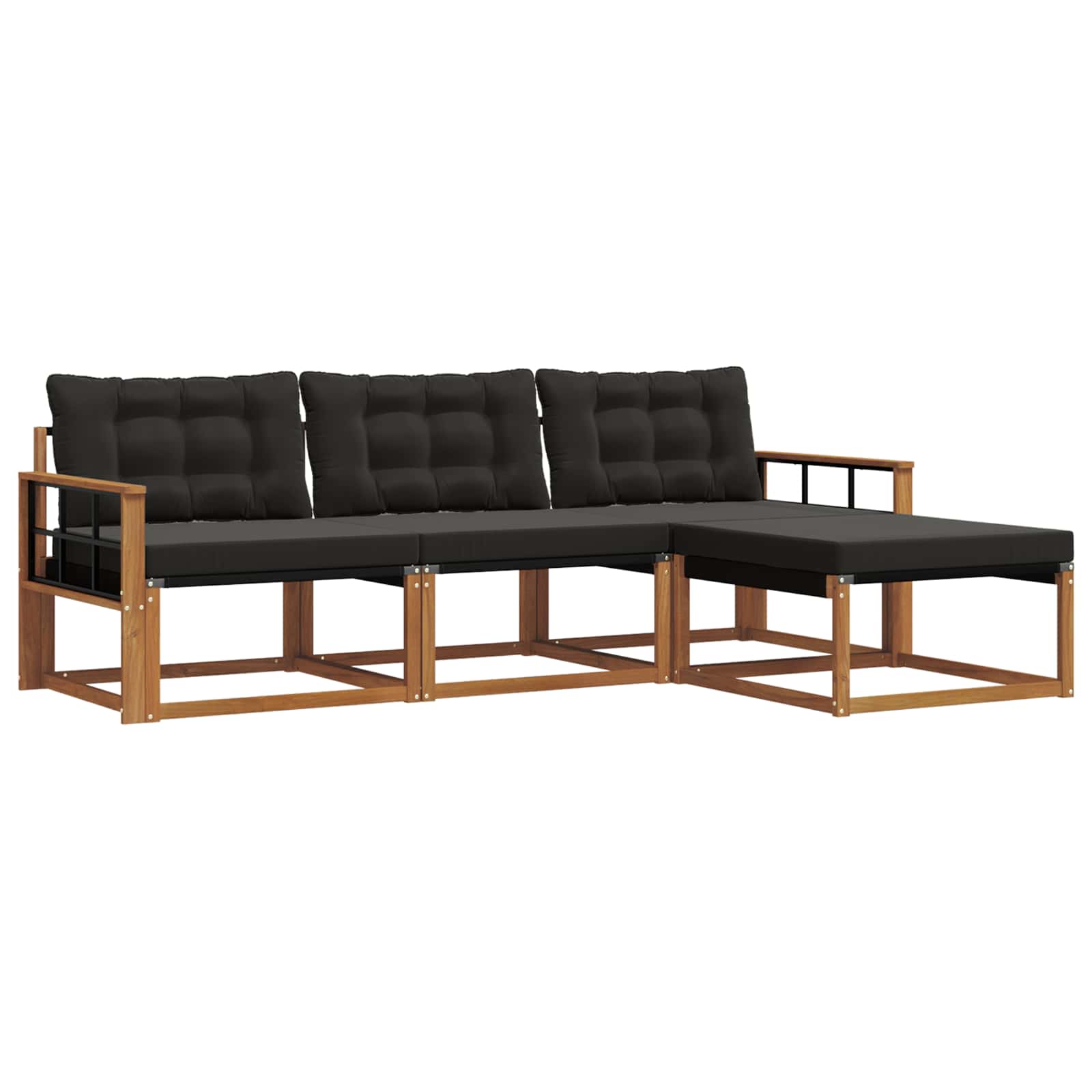 Set vanjskih sofa s jastukom 4 pcs Prirodna i crna