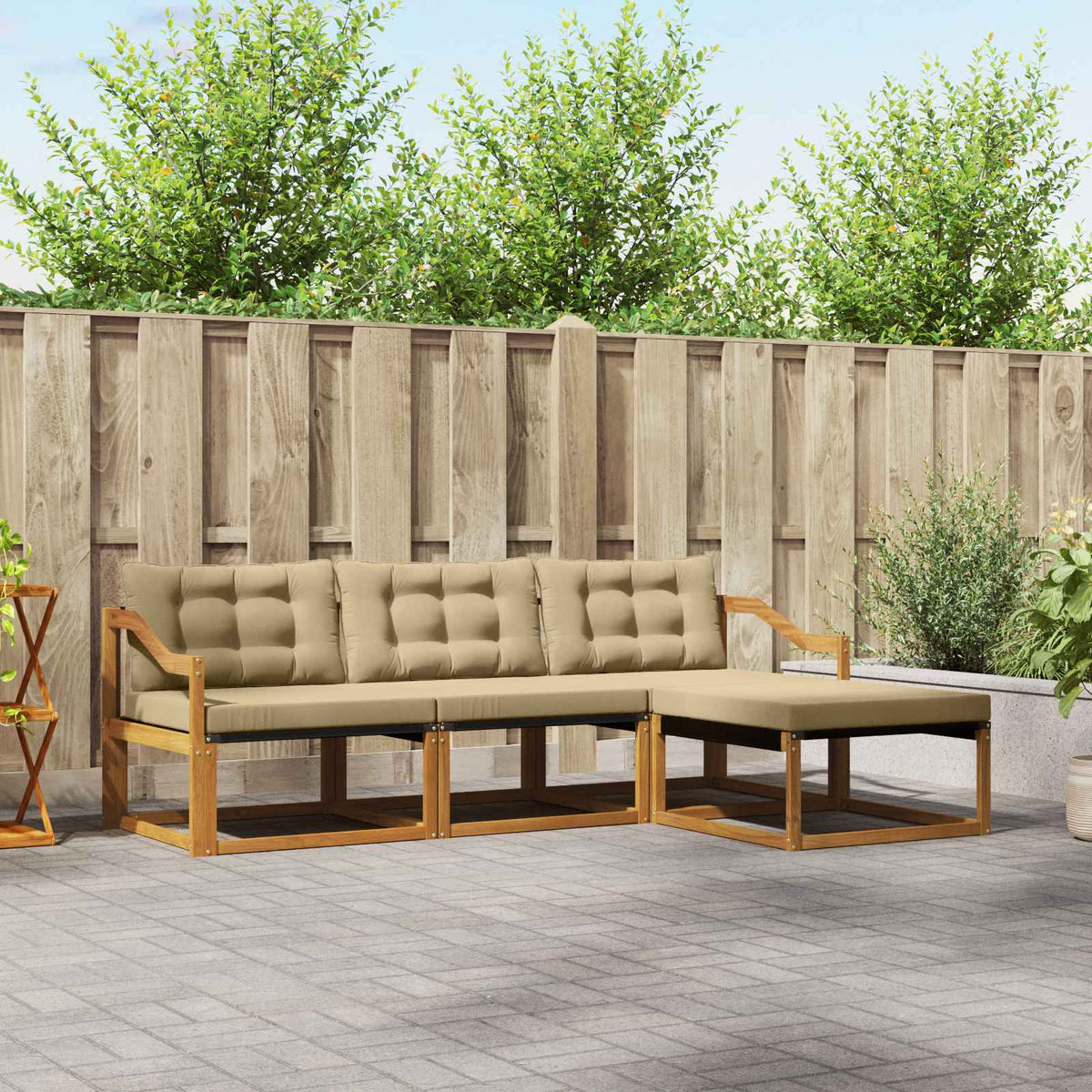 Set vanjskih sofa 4 kom. Prirodna i bež Smeđa 245,5 x 162,5 x 73 cm