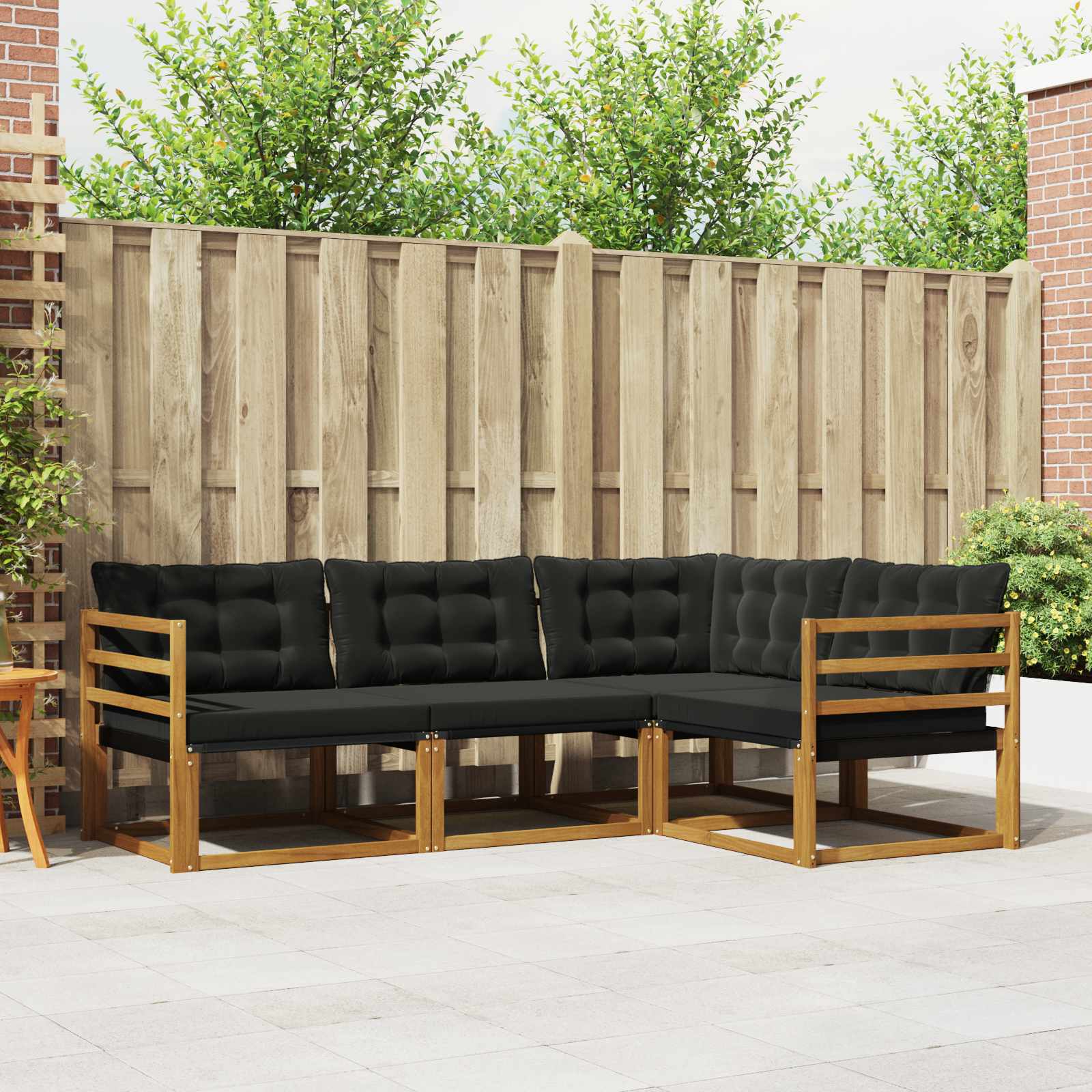 Set vanjskih sofa s jastukom 4 pcs Prirodna i crna