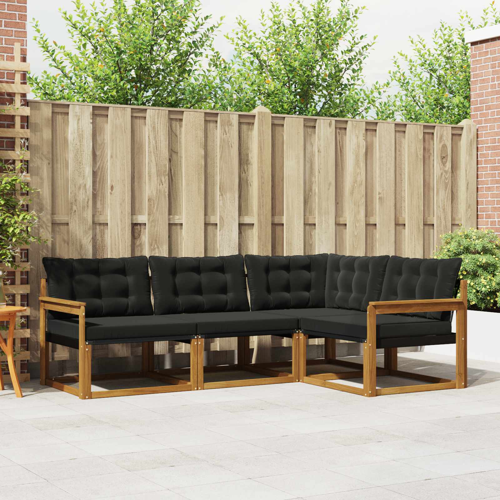 Set vanjskih sofa s jastukom 4 pcs Prirodna i crna