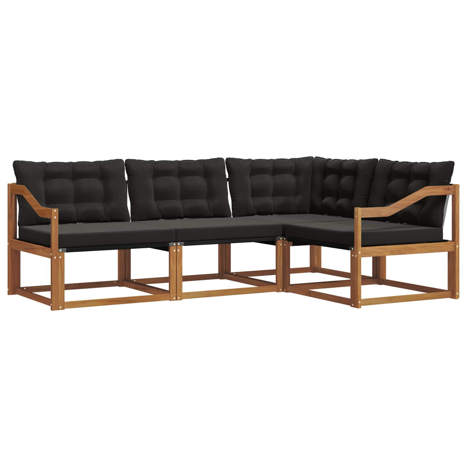 Set vanjskih sofa s jastukom 4 pcs Prirodna i crna