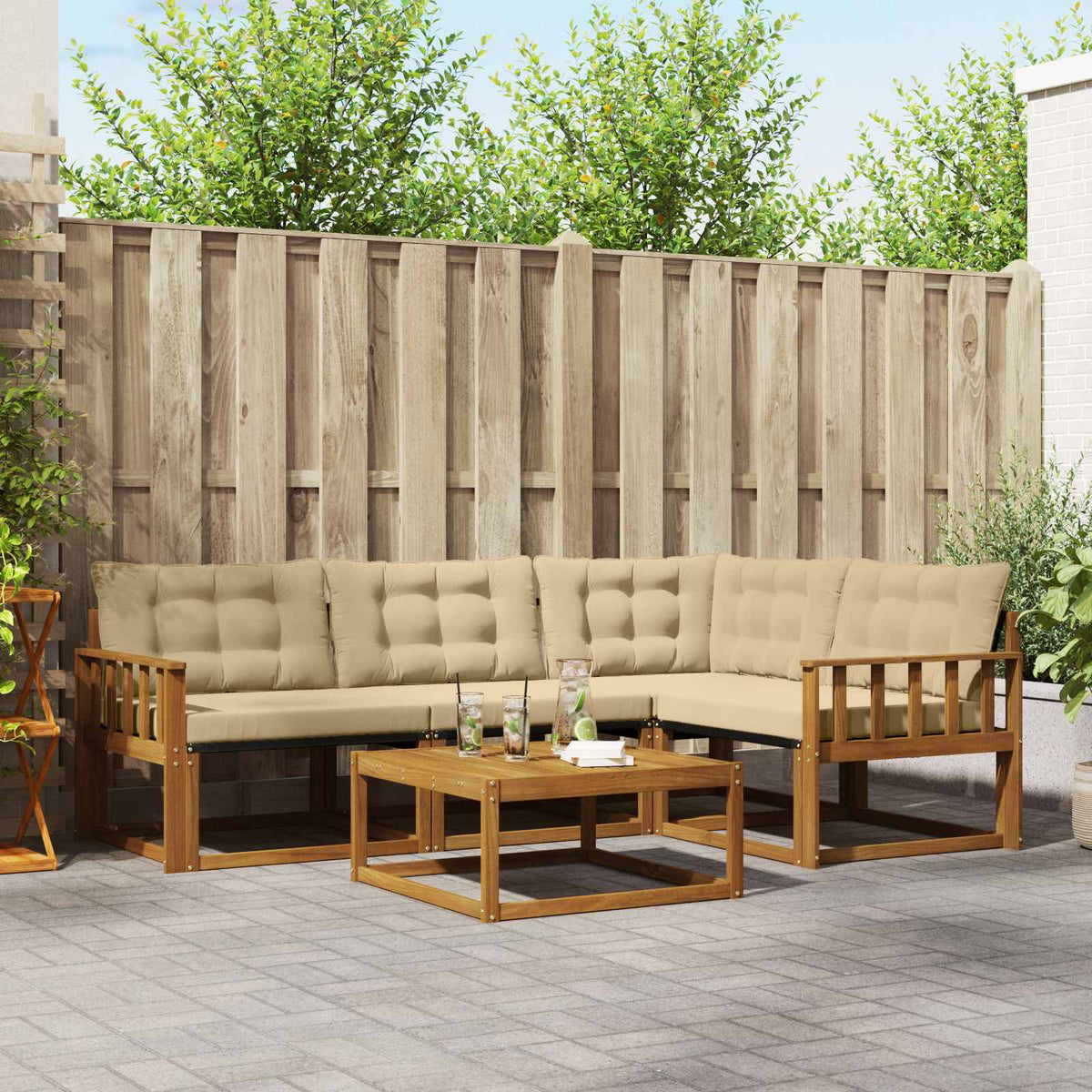 Set vanjskih sofa 5 kom. Prirodna i bež