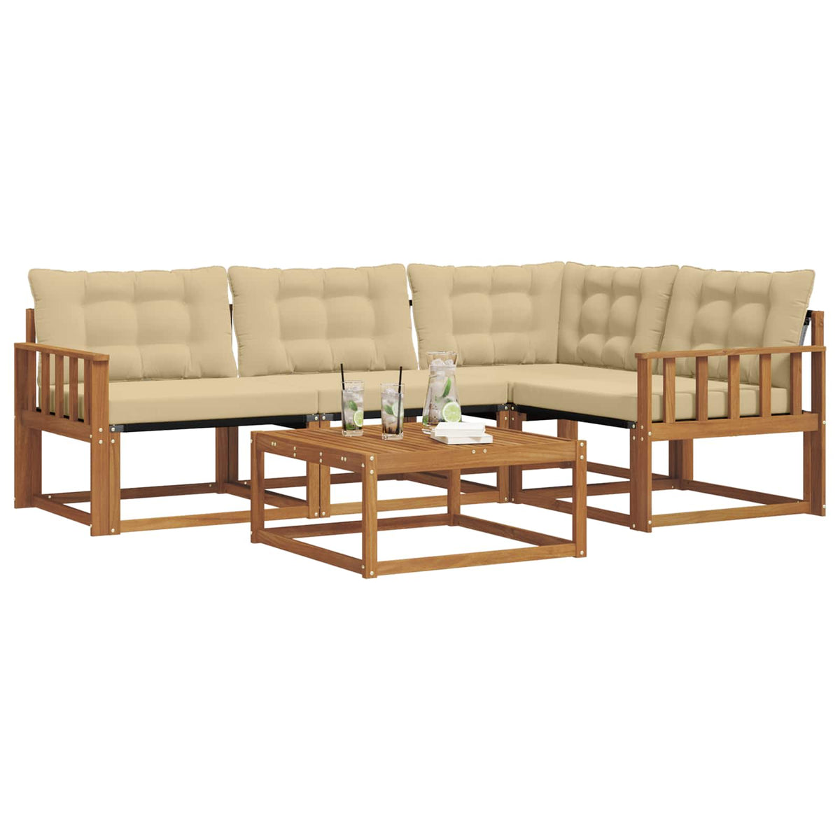 Set vanjskih sofa 5 kom. Prirodna i bež