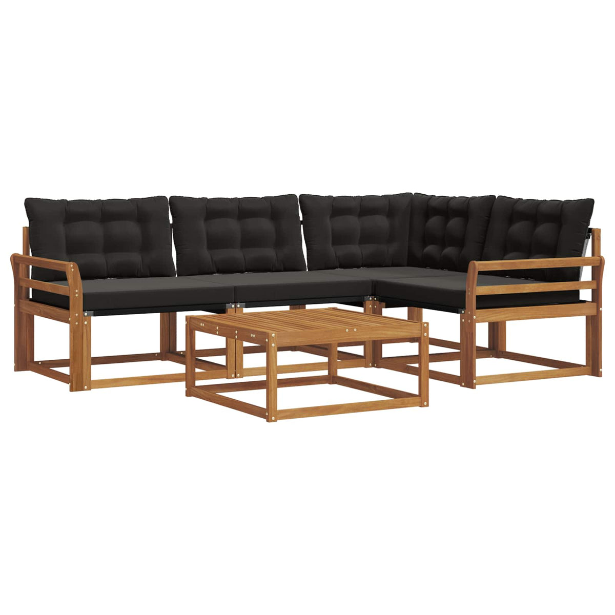 Set vanjskih sofa 5 kom. Prirodna i crna