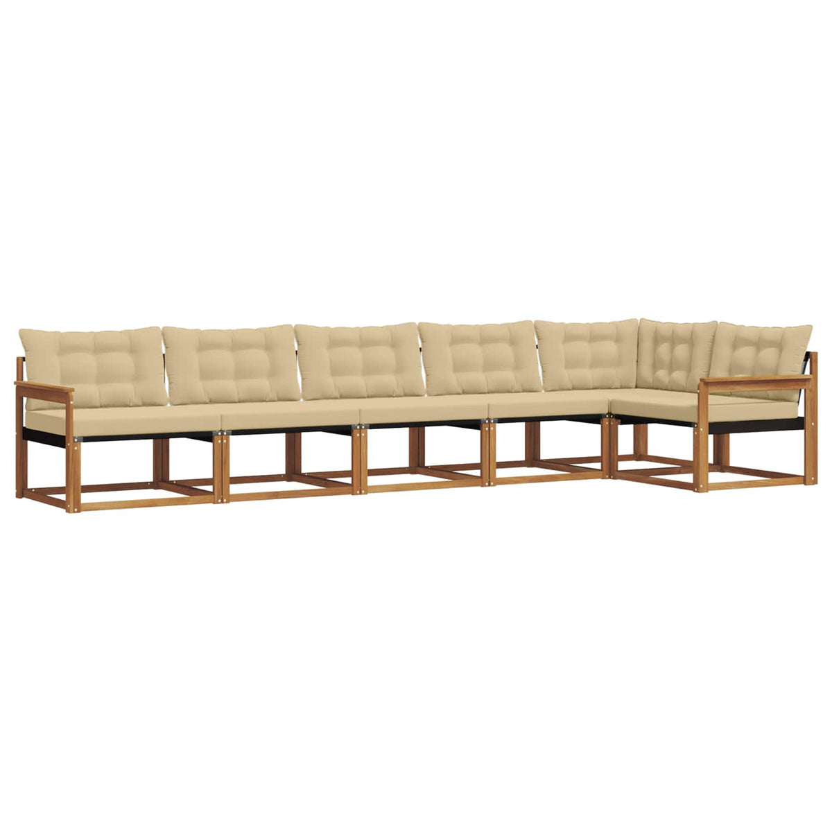 Set vanjskih sofa 6 kom. Prirodna i bež Smeđa 406 x 168,5 x 73 cm