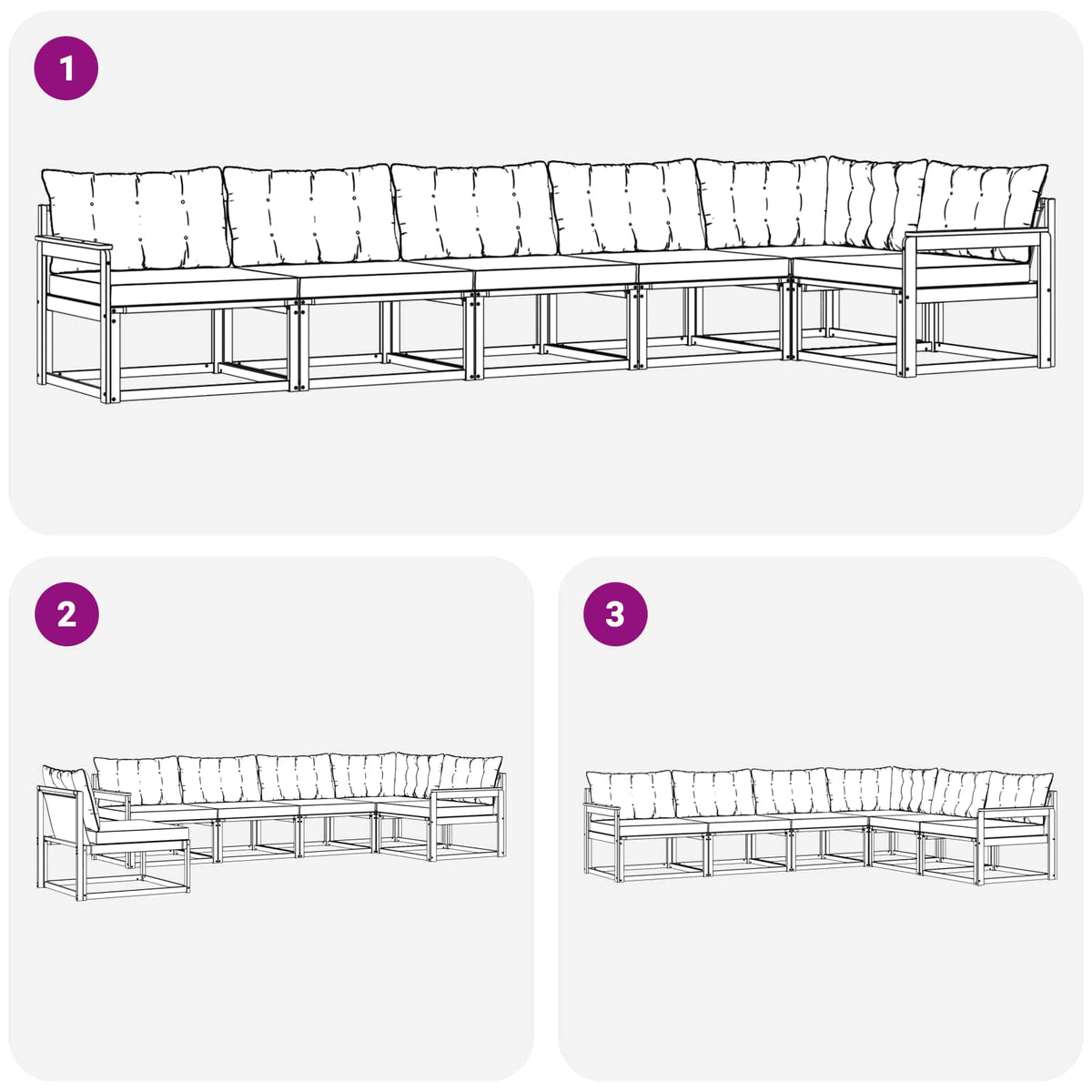 Set vanjskih sofa 6 kom. Prirodna i bež Smeđa 406 x 168,5 x 73 cm