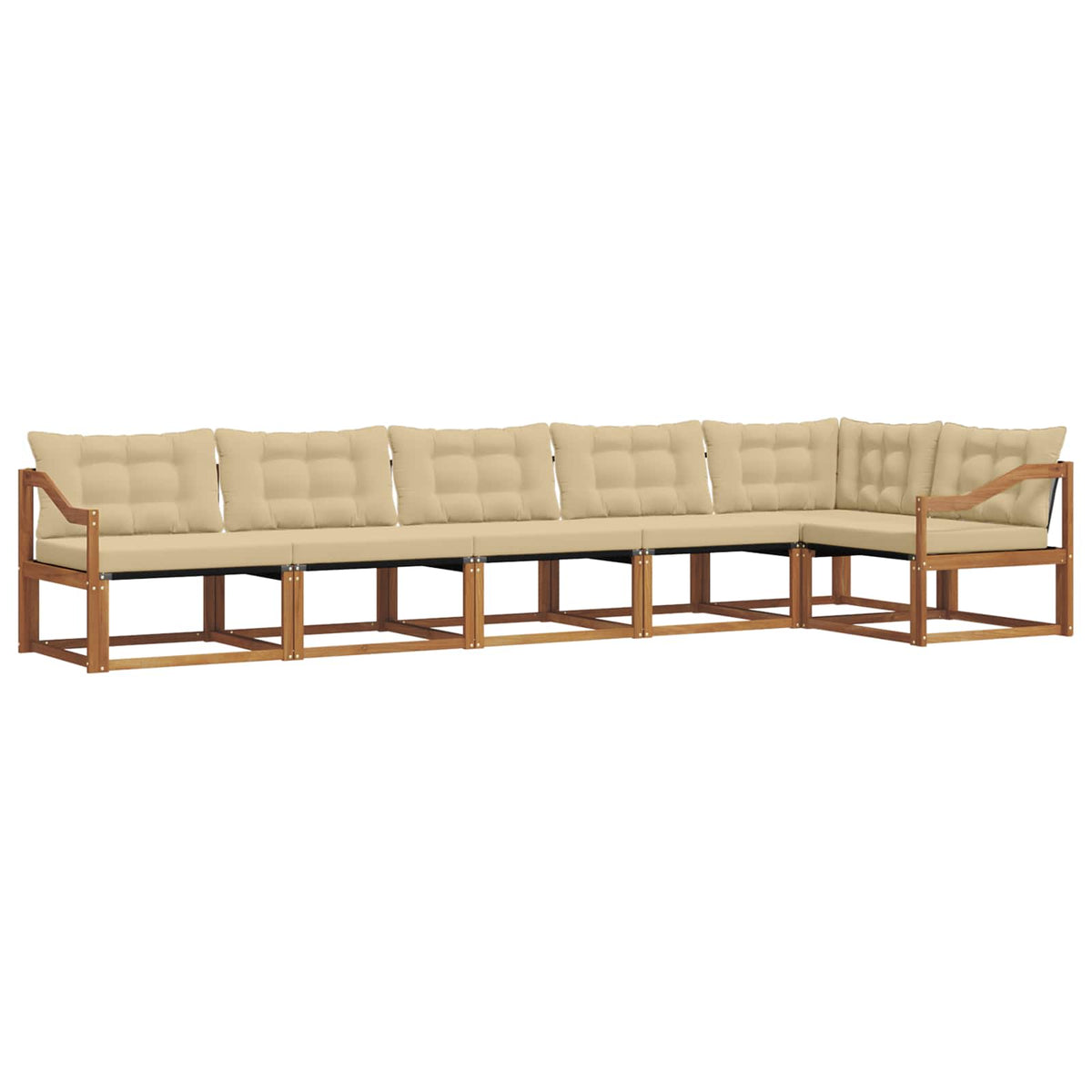 Set vanjskih sofa 6 kom. Prirodna i bež Smeđa 404 x 166,5 x 73 cm