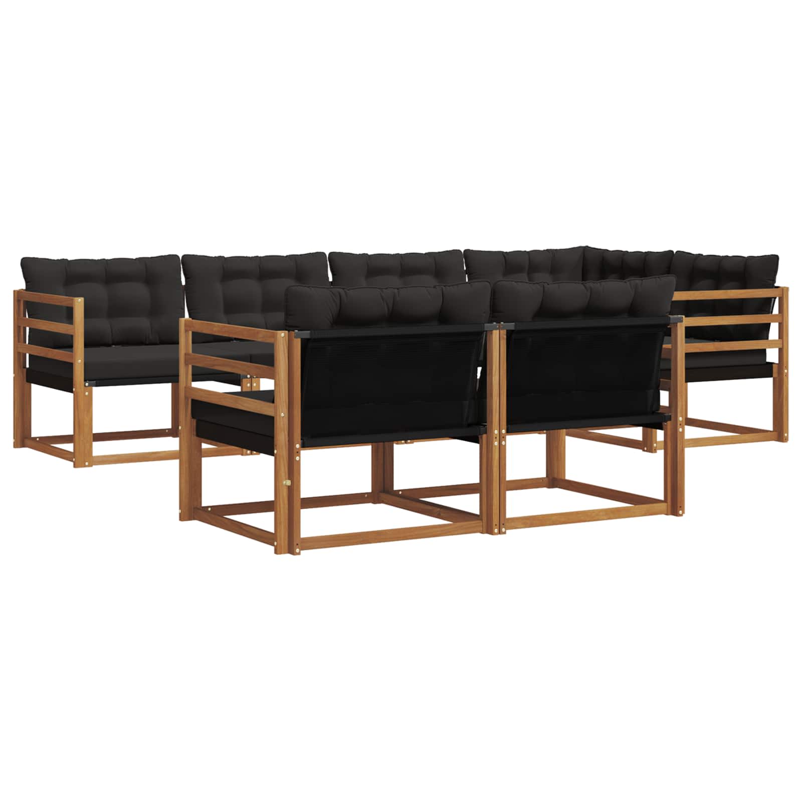 Set vanjskih sofa 7 kom. Prirodna i crna